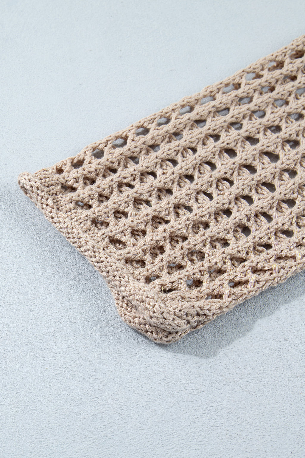 Sage Green Star Pattern Crochet Hooded Drawstring Sweater