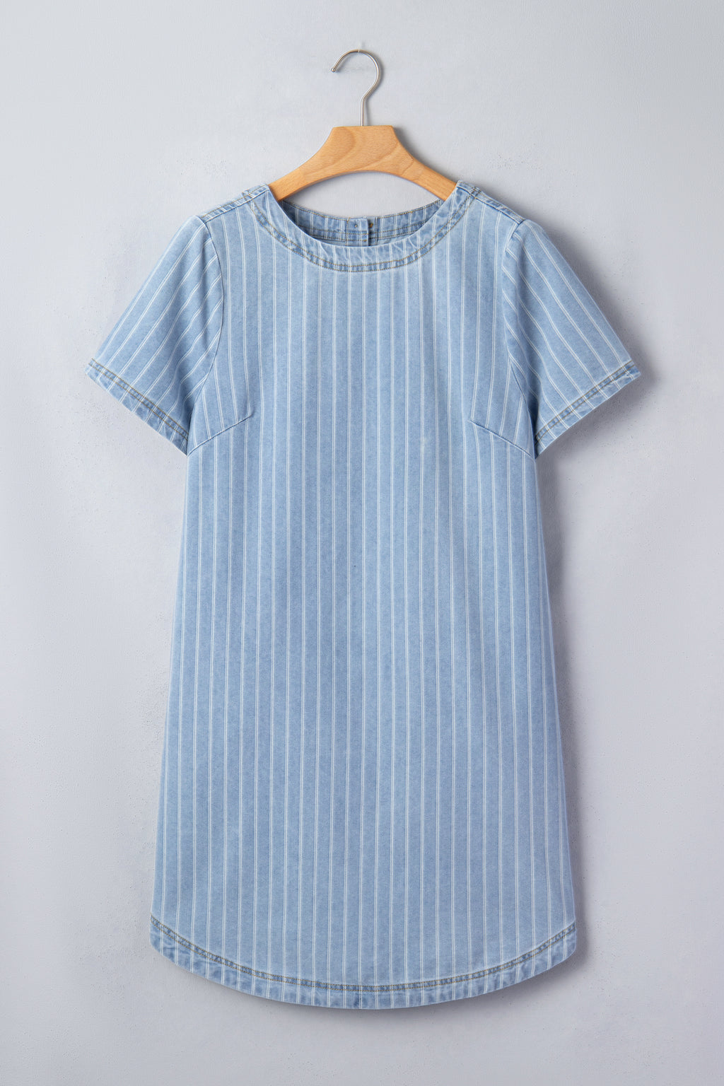 Sky Blue Stripe Denim Mini Dress