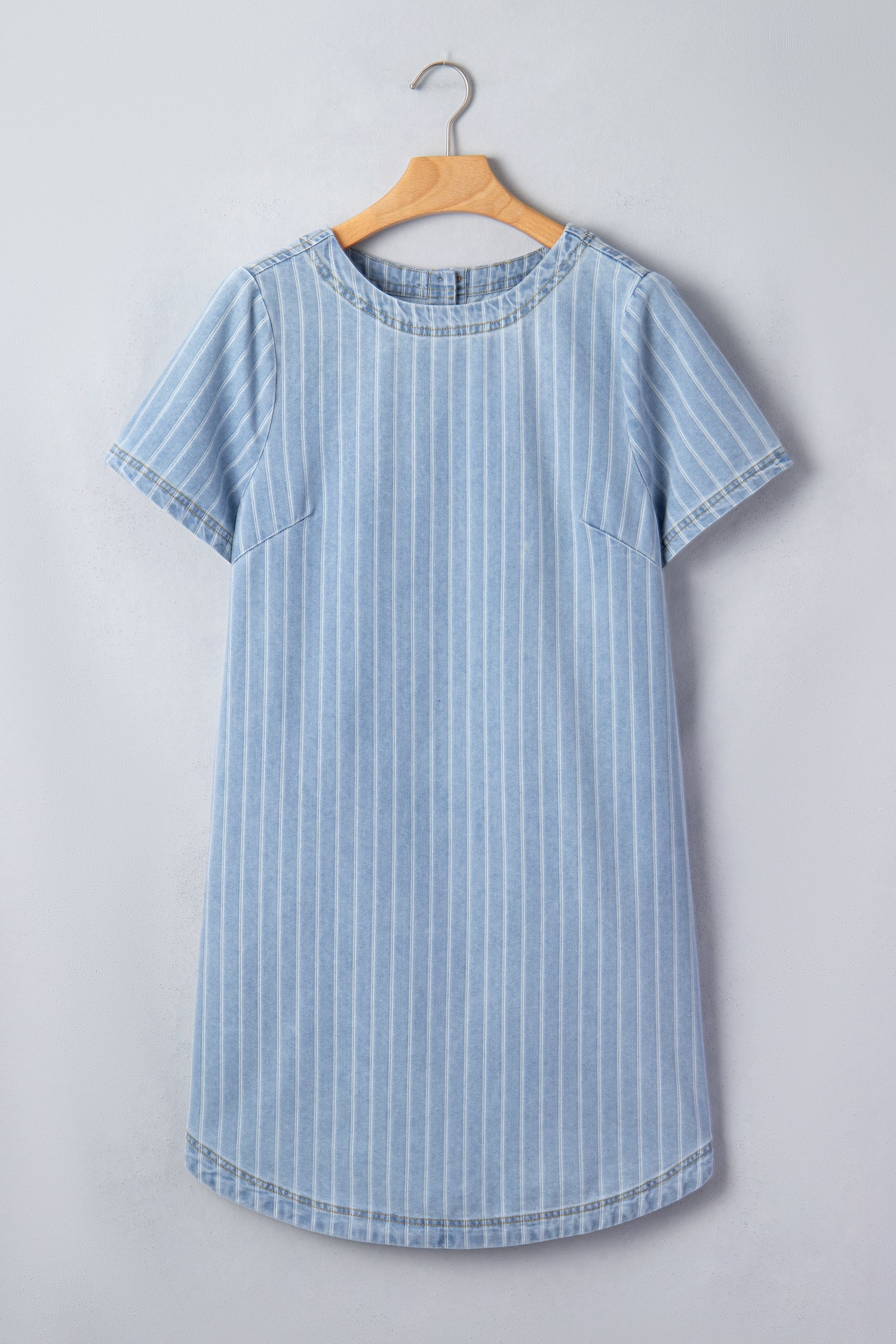 Sky Blue Stripe Denim Mini Dress