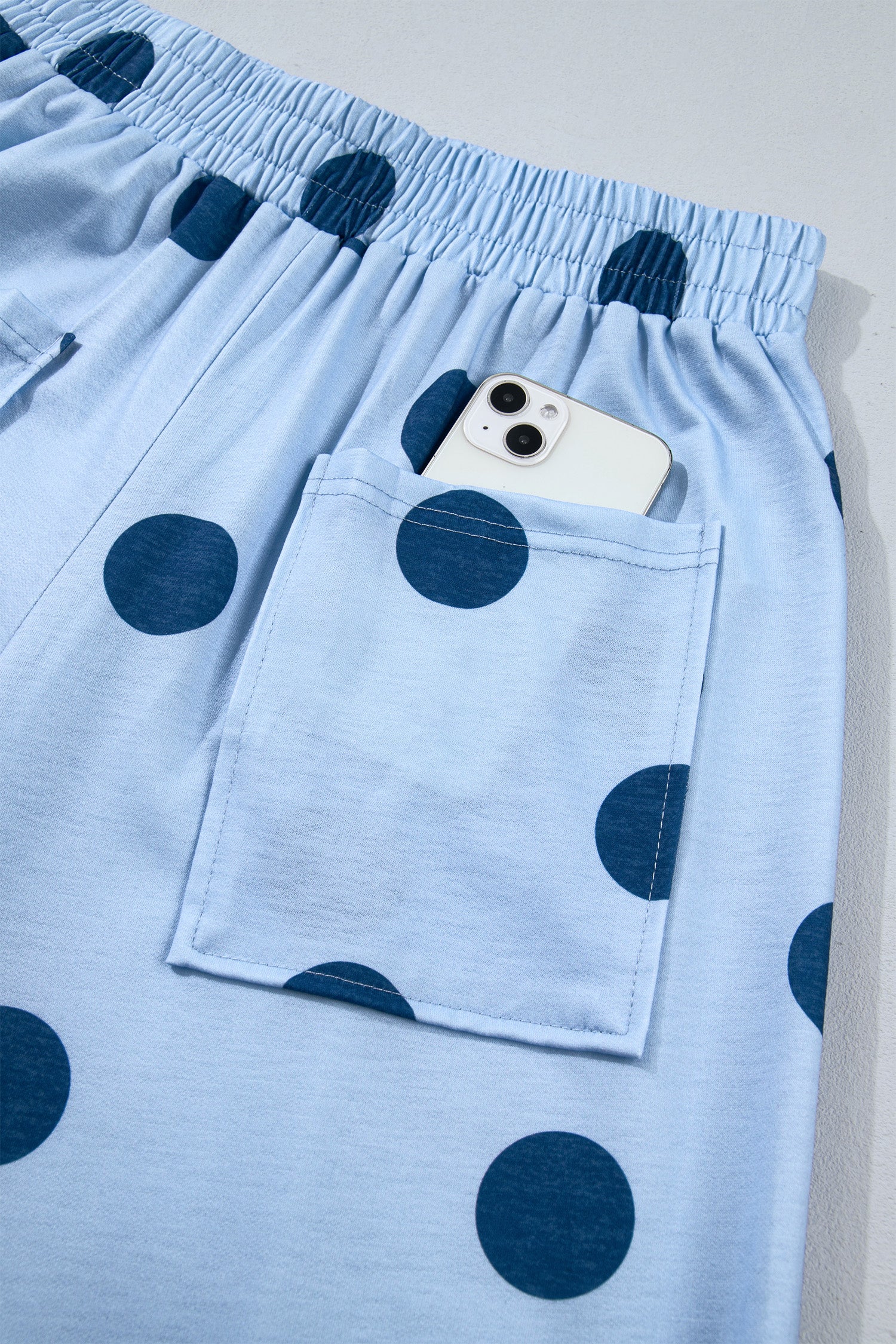 Brown Polka Dot Wide Leg Elastic Waist Casual Pants