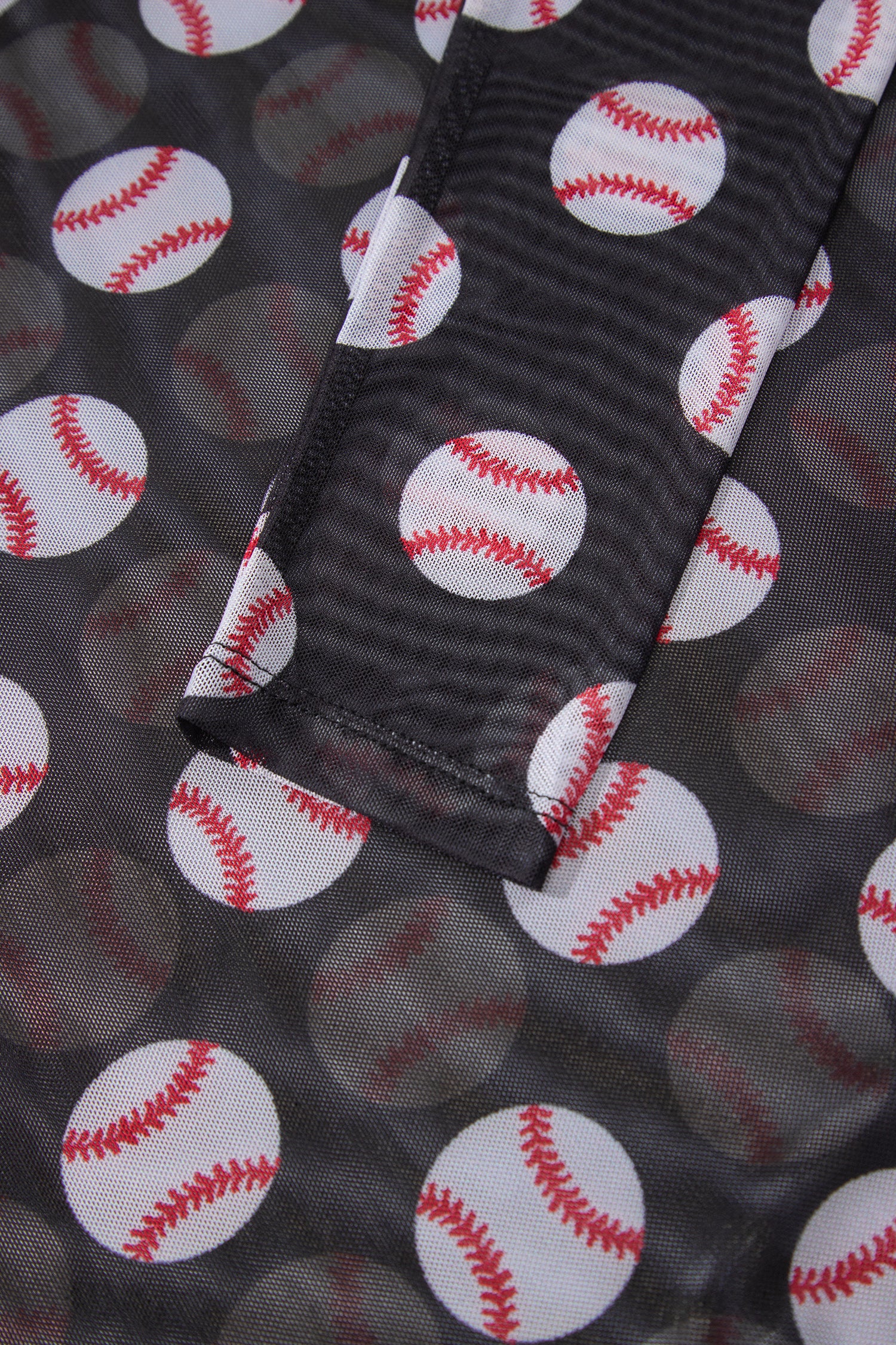 Brown Rugby Game Day Sheer Mesh Long Sleeve Top