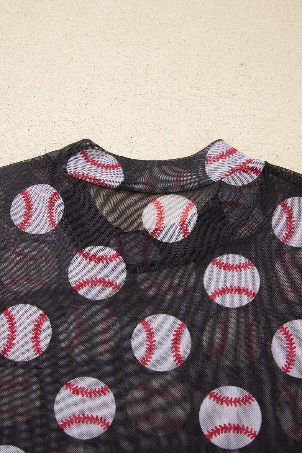 Brown Rugby Game Day Sheer Mesh Long Sleeve Top