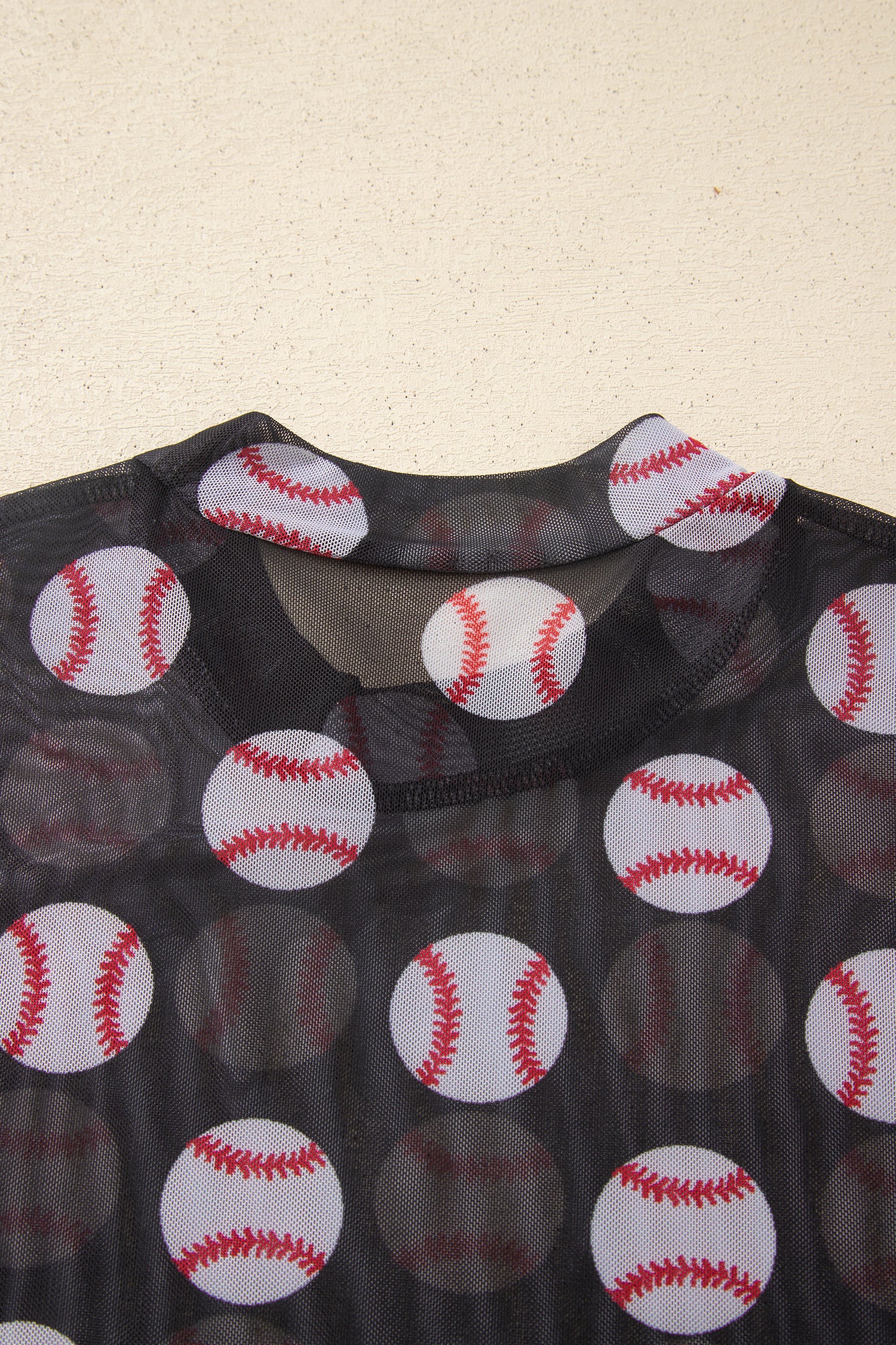 Brown Rugby Game Day Sheer Mesh Long Sleeve Top