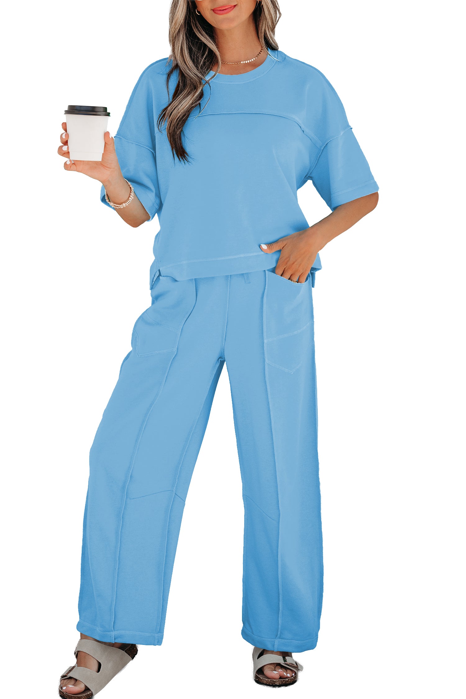 Sky Blue Pants Set