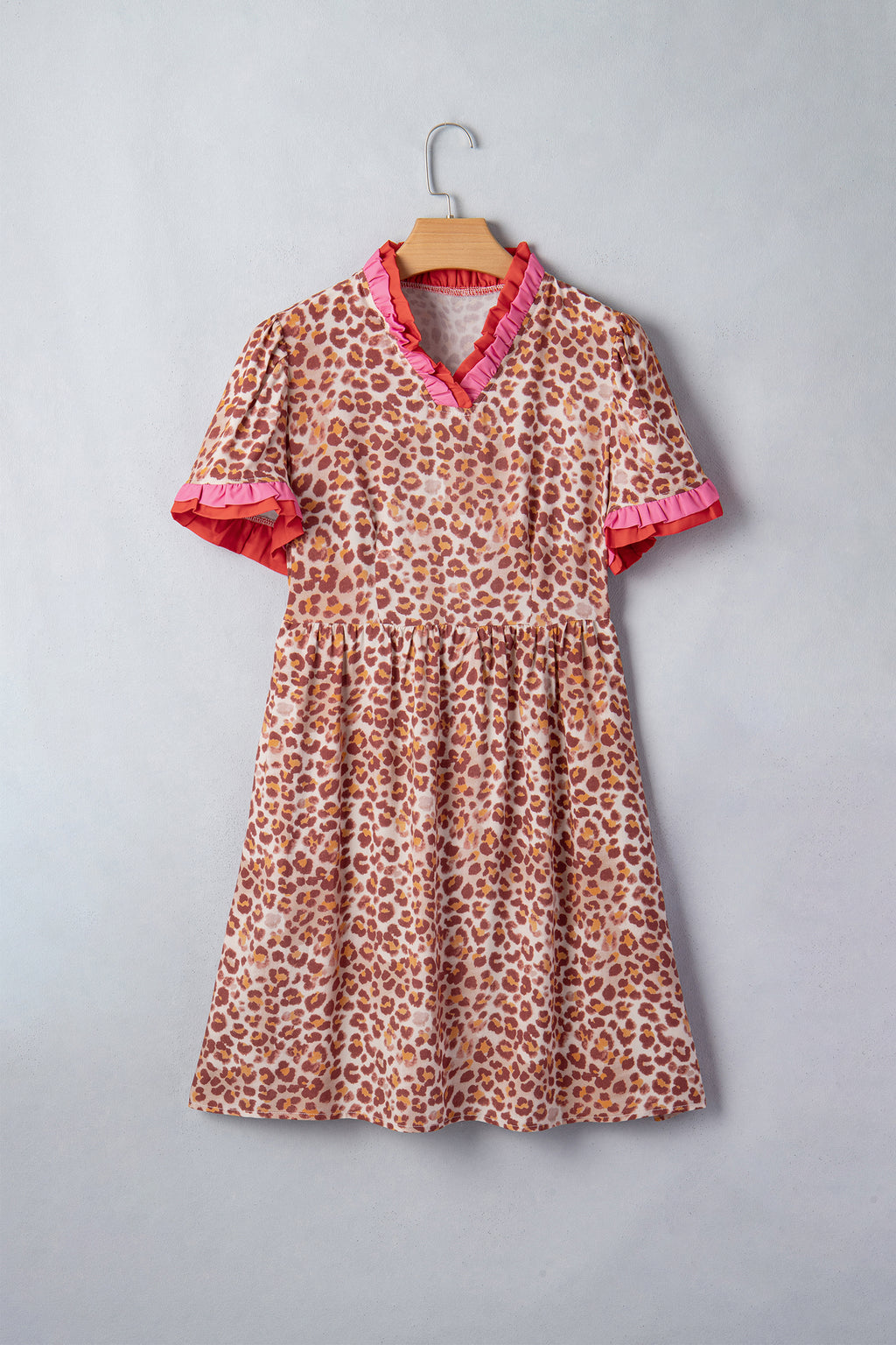 Khaki Leopard Short Dress