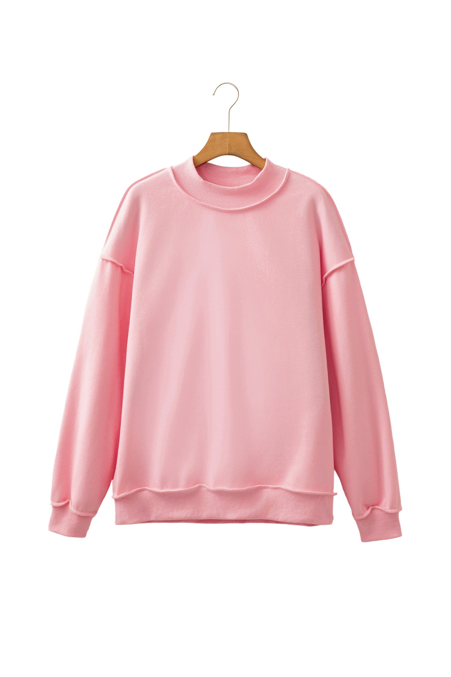Red Dahlia Oversize Drop Shoulder Reversible Mock Neck Sweatshirt