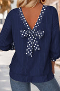 Polka Dot Bow Tie Ribbed Top