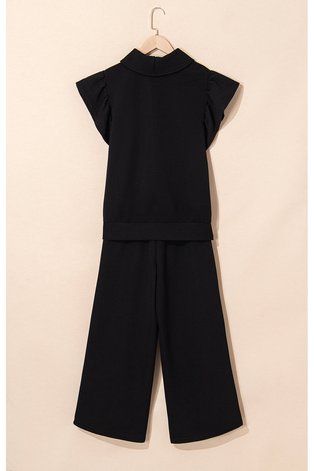Ruffled Top and Wide Leg Pants Set