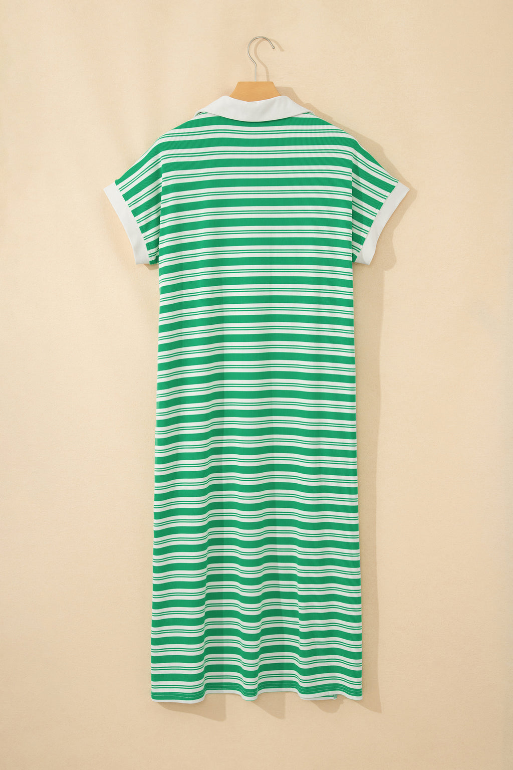 Green Stripe Midi Dress with Pockets