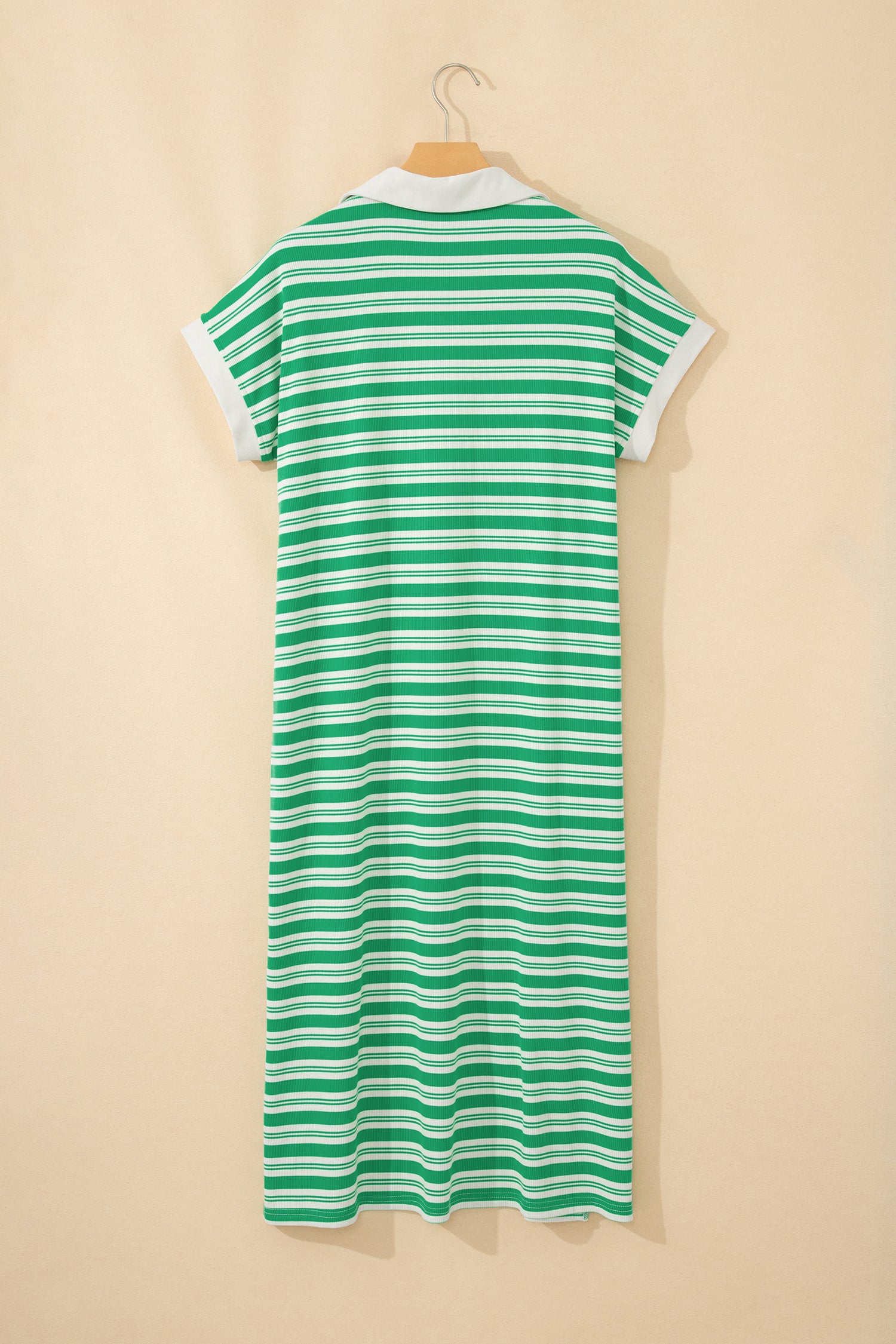 Green Stripe Midi Dress with Pockets