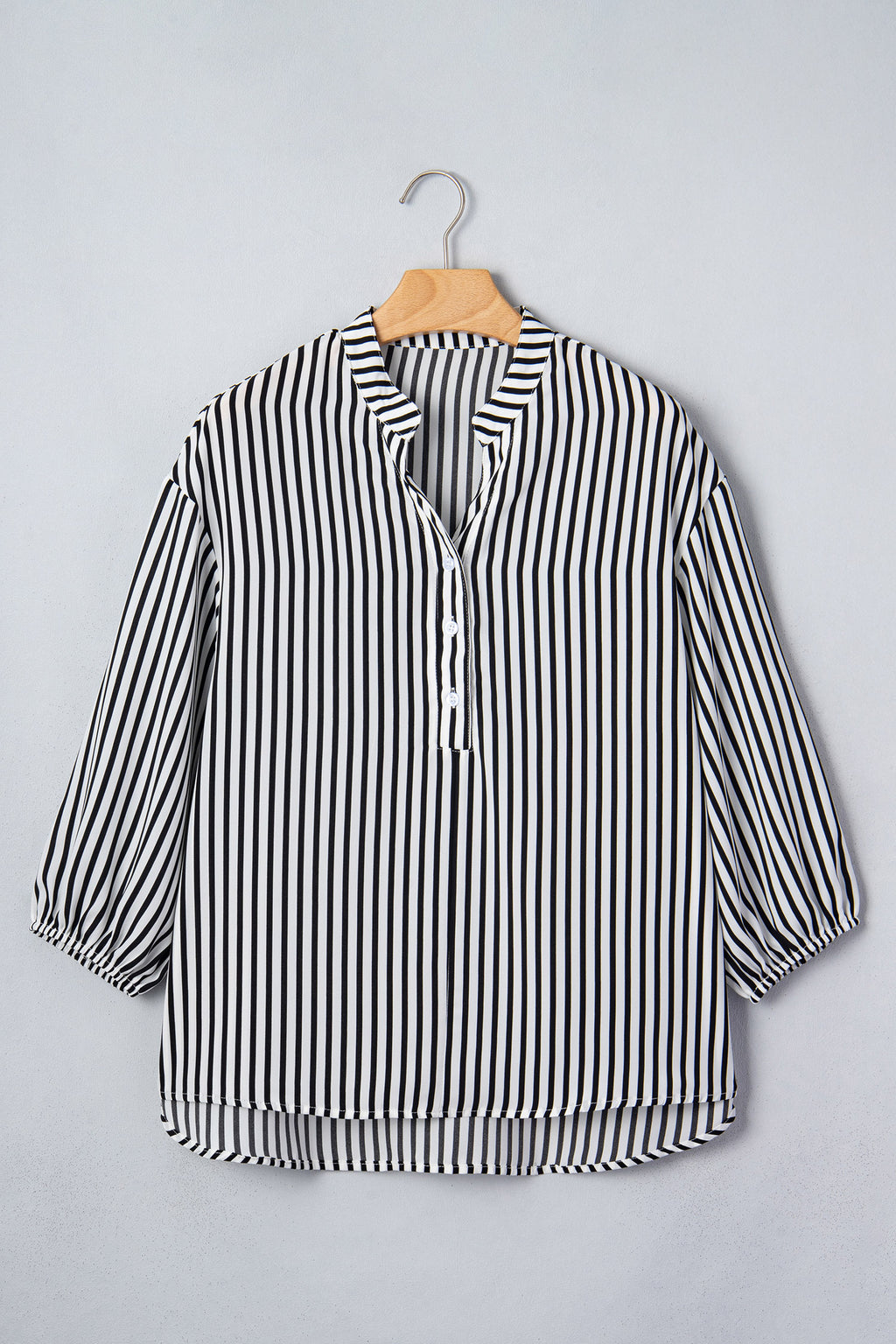 Black Striped Half Sleeve Button-Up Shirt