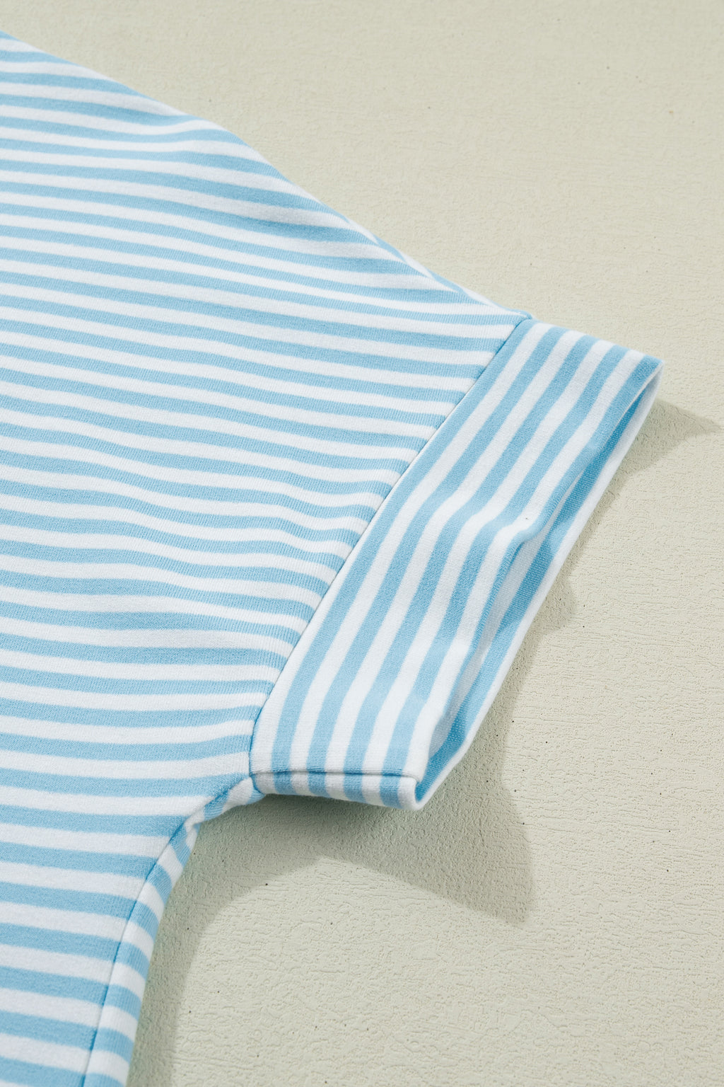 Sky Blue Stripe Casual 2pcs Short Set