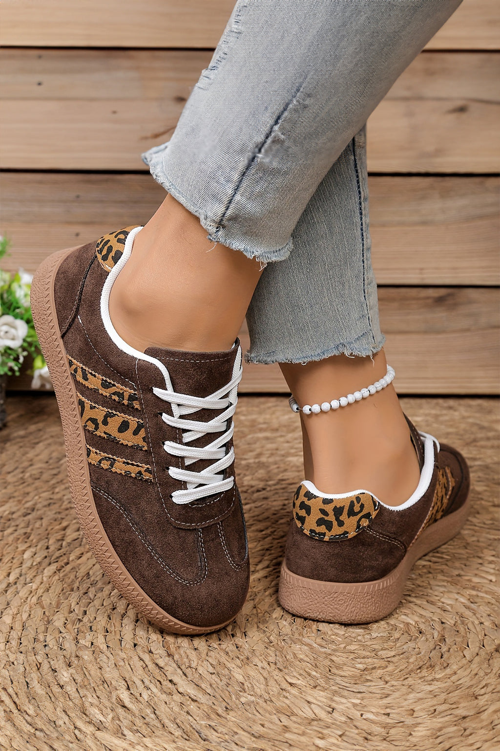 Southern Chic Leopard Lace-Up Sneakers