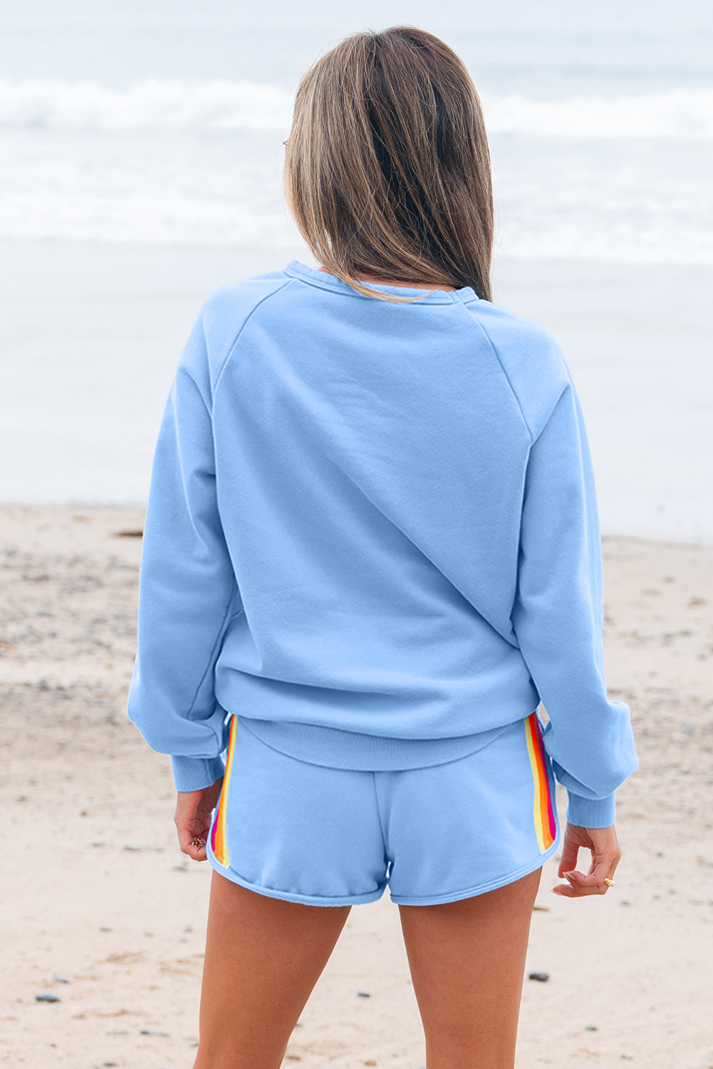 Accent Pullover and Shorts 2pcs Casual Set