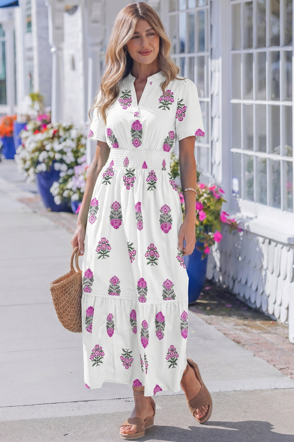 Floral Print Ruffle Hem Maxi Dress