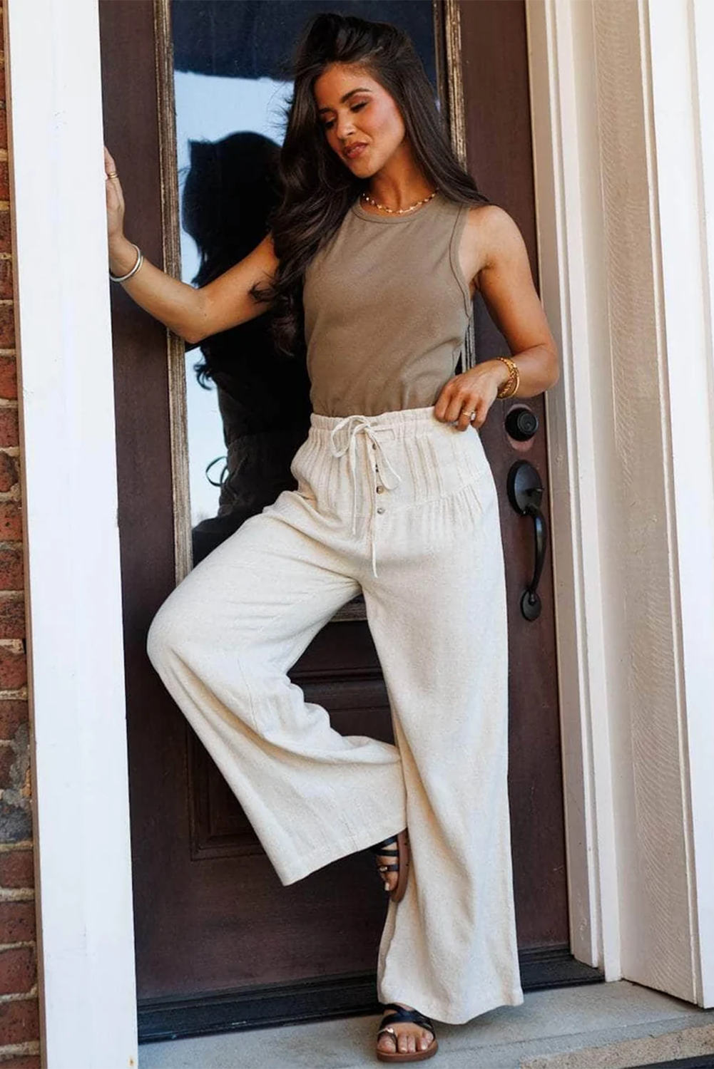 Drawstring Wide Leg Pants
