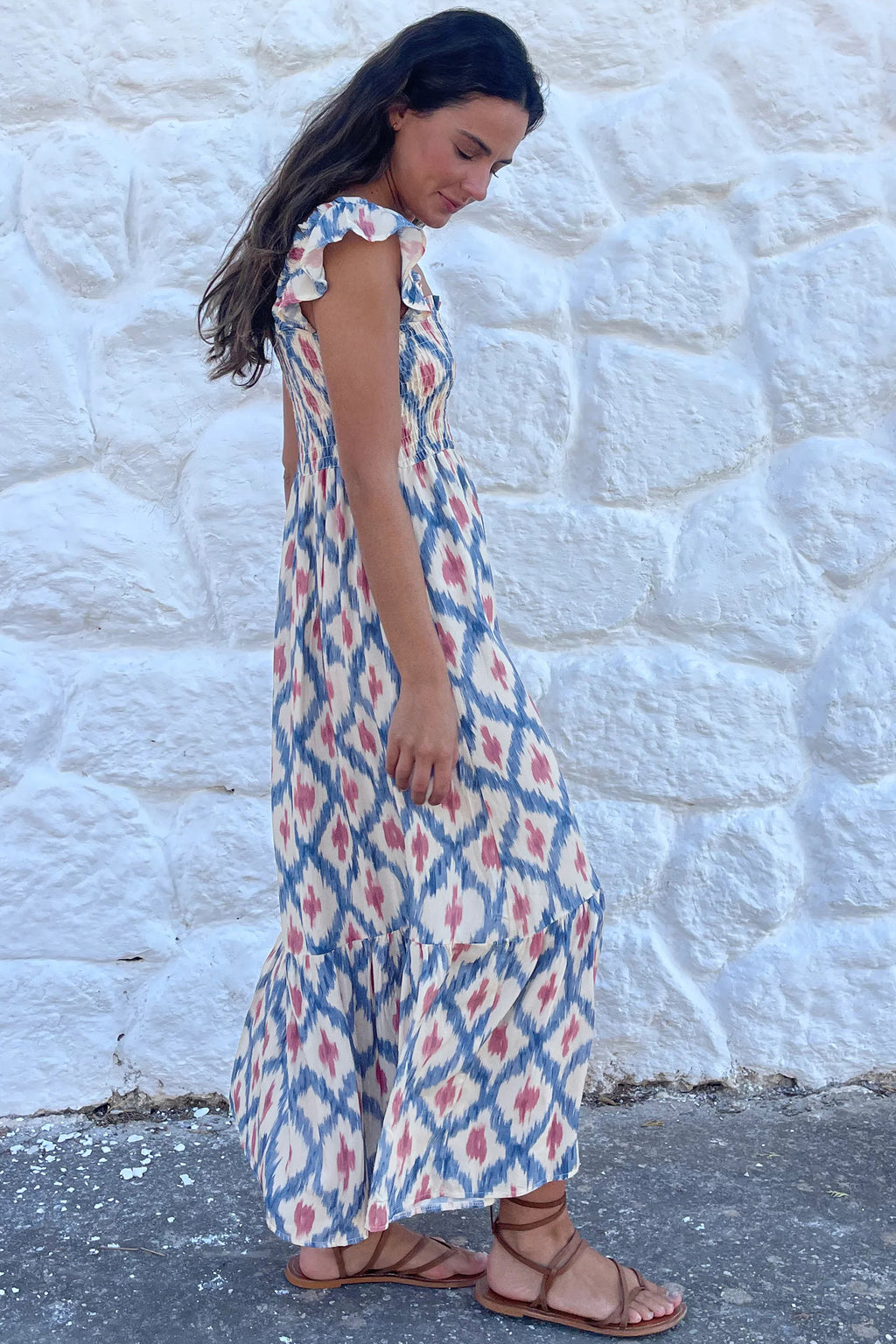 Sky Blue Ethnic Geometric Dress