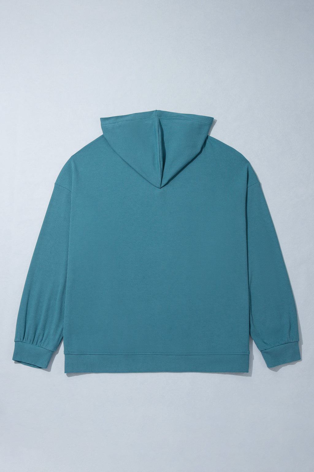 Lapis Ribbed Drop Shoulder Long Sleeve Plus Size Blouse