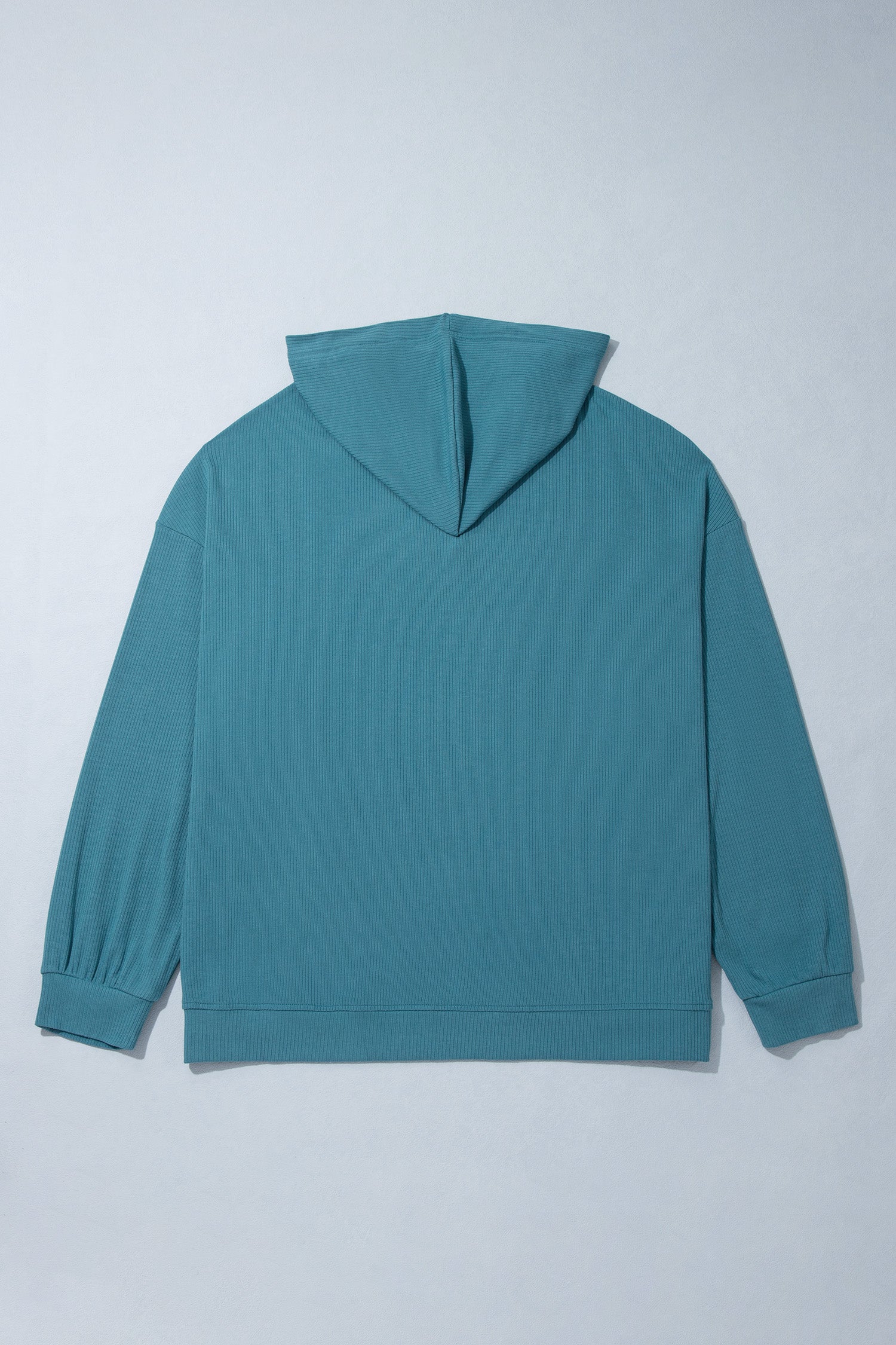 Lapis Ribbed Drop Shoulder Long Sleeve Plus Size Blouse