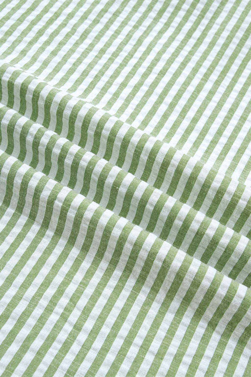 Green Stripe Shirt Collar Half Sleeve Blouse