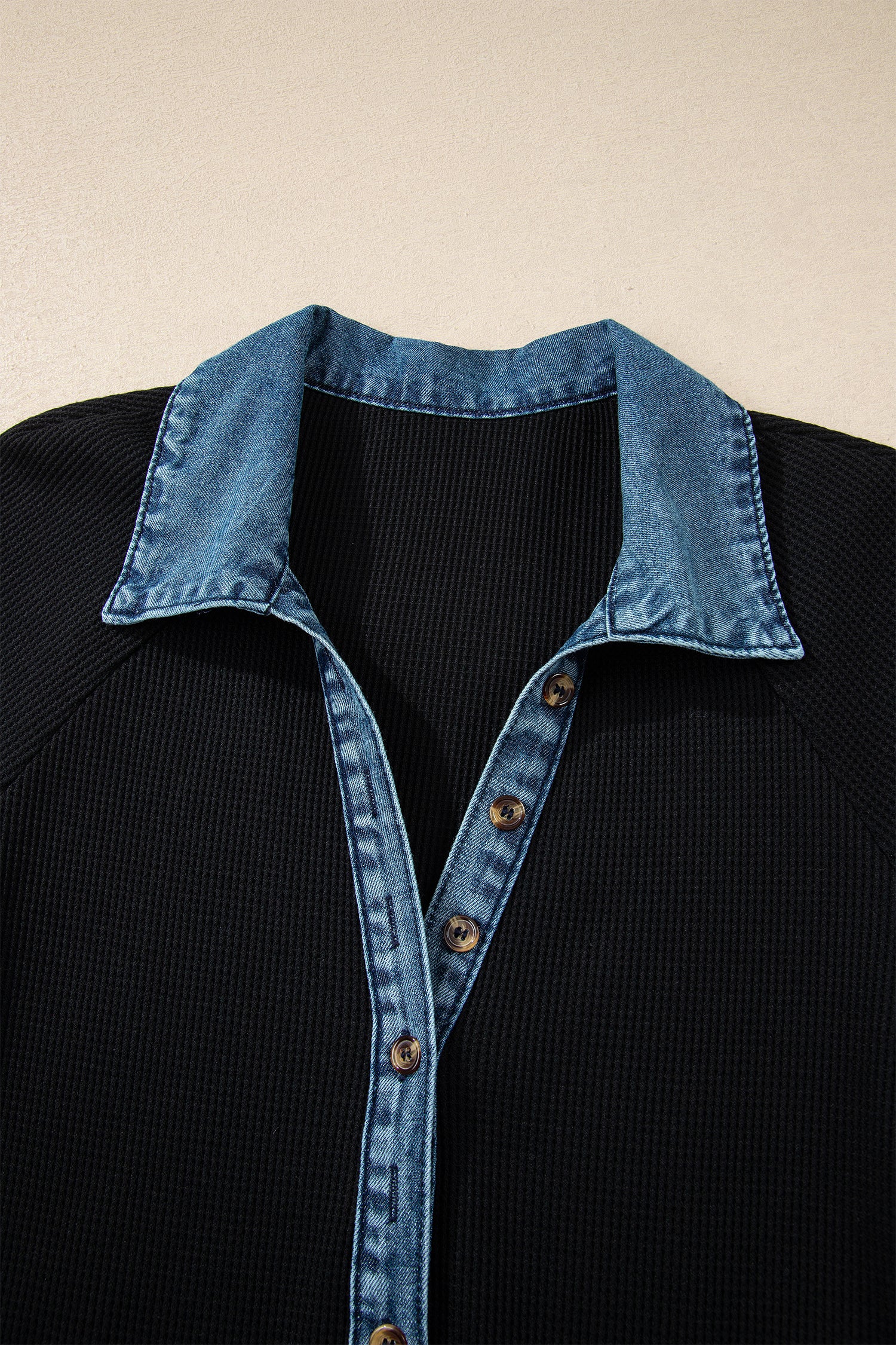 Waffle Knit Denim Polo Tee Dress