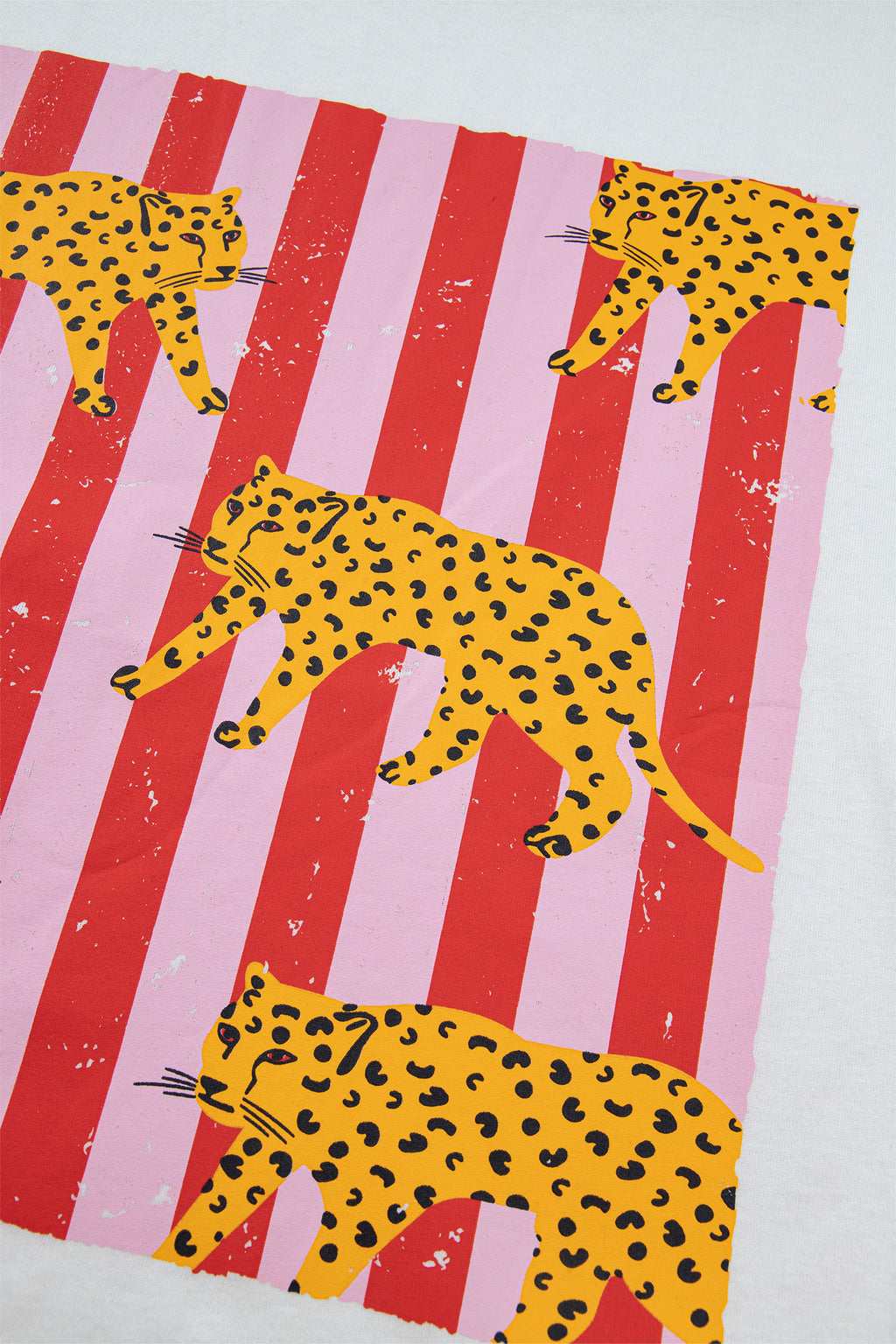 White Cheetah Striped Print Retro Fashion Graphic Tee