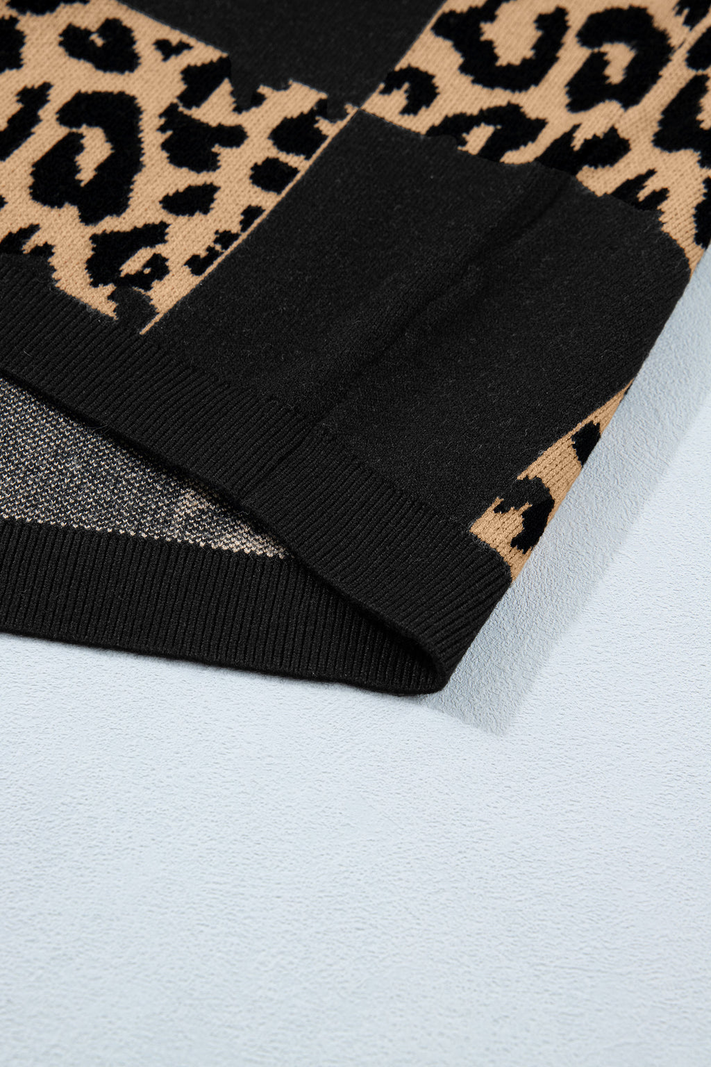 Soft Black Leopard Short Sleeve Knit Sweater