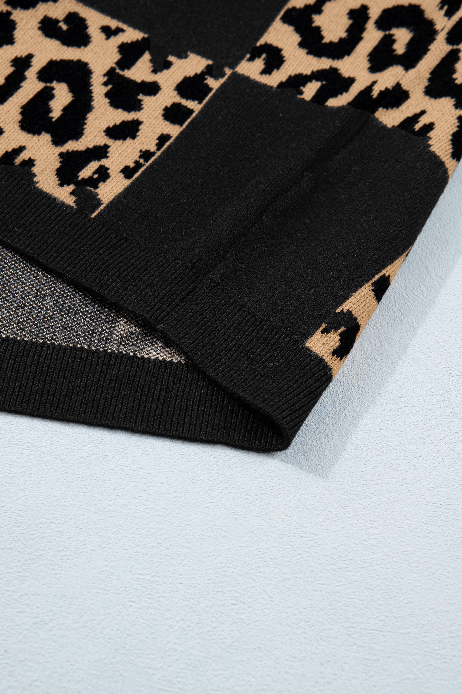 Soft Black Leopard Short Sleeve Knit Sweater
