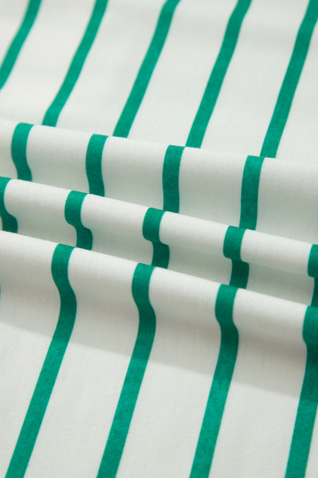 Green Stripe Colorblock 3/4 Sleeve Loose T Shirt