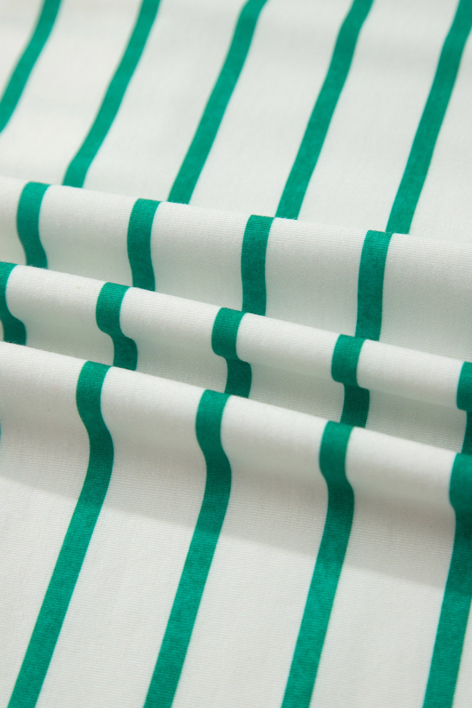 Green Stripe Colorblock 3/4 Sleeve Loose T Shirt