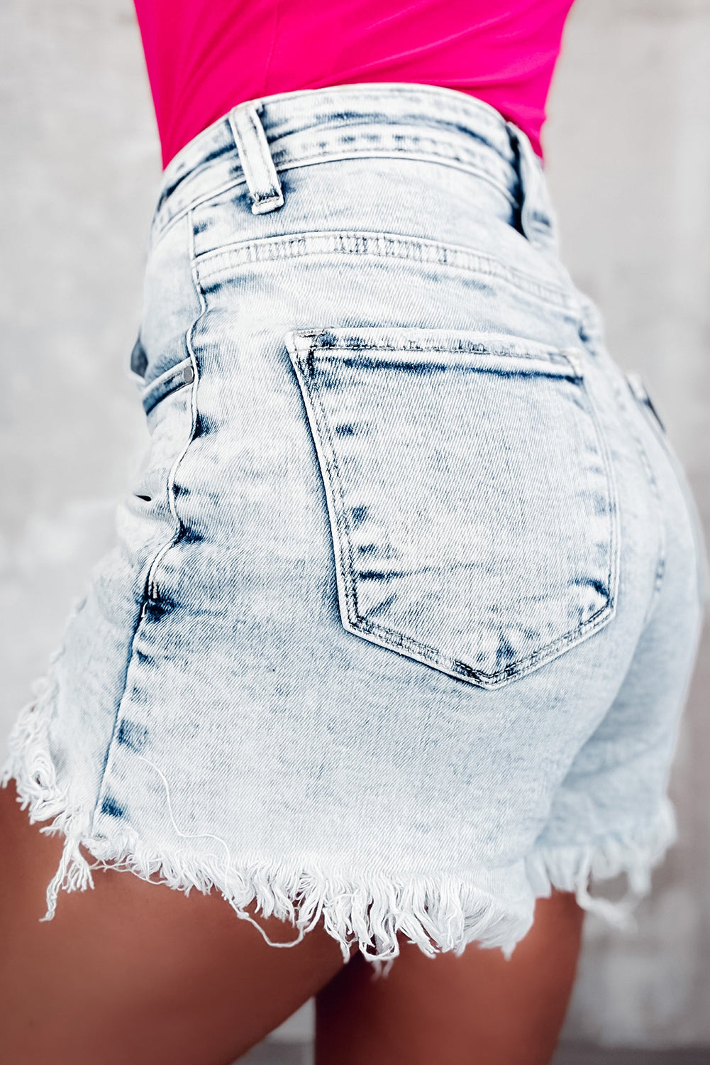 Acid Wash Crossed Denim Shorts