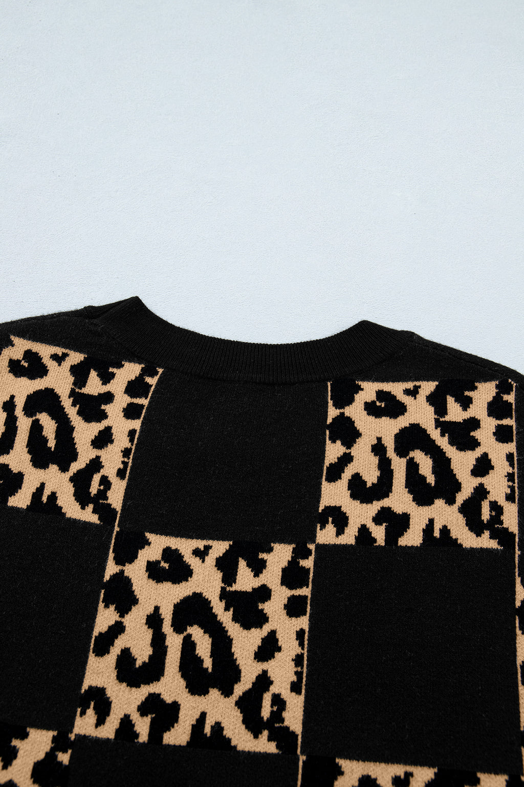 Soft Black Leopard Short Sleeve Knit Sweater