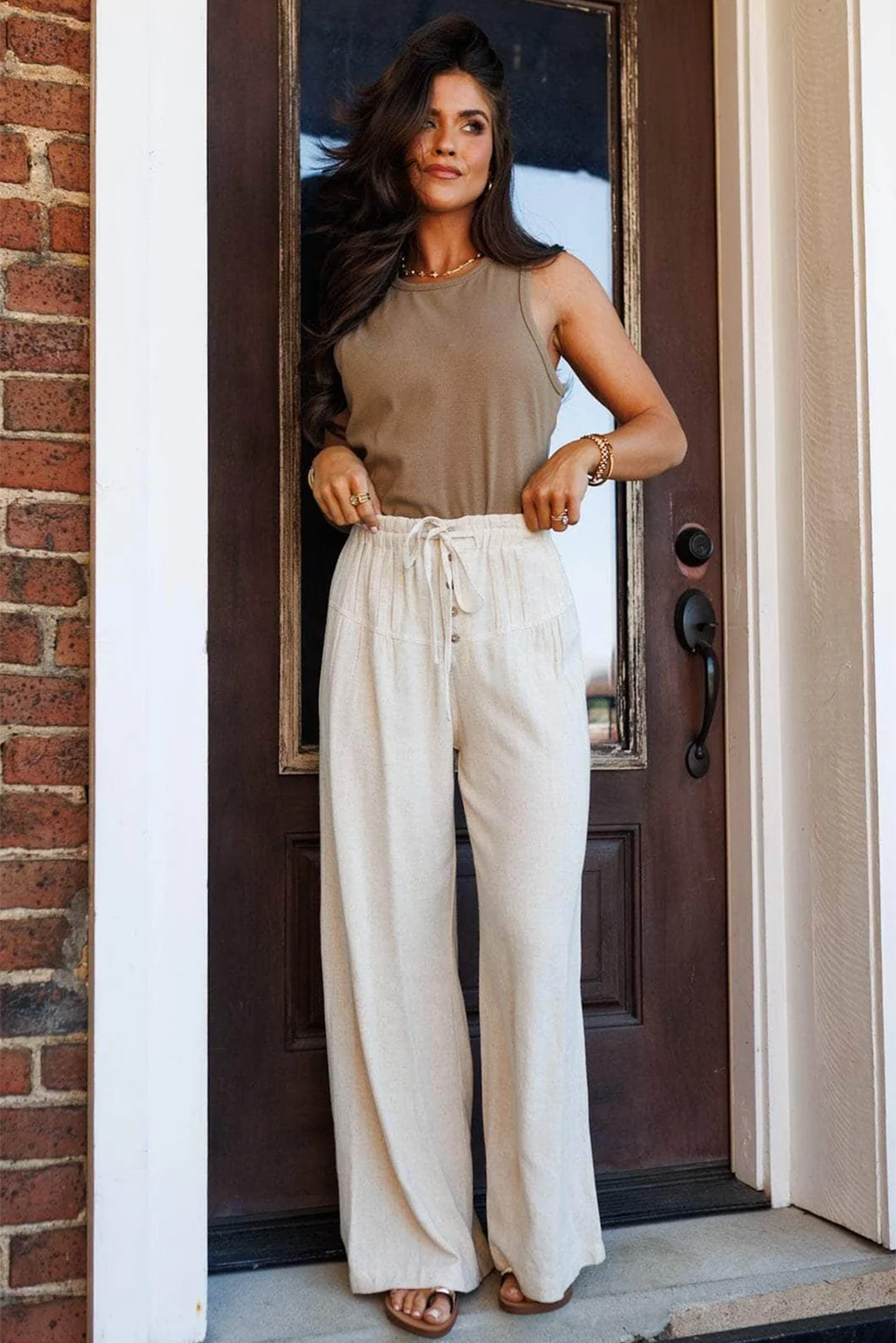 Drawstring Wide Leg Pants