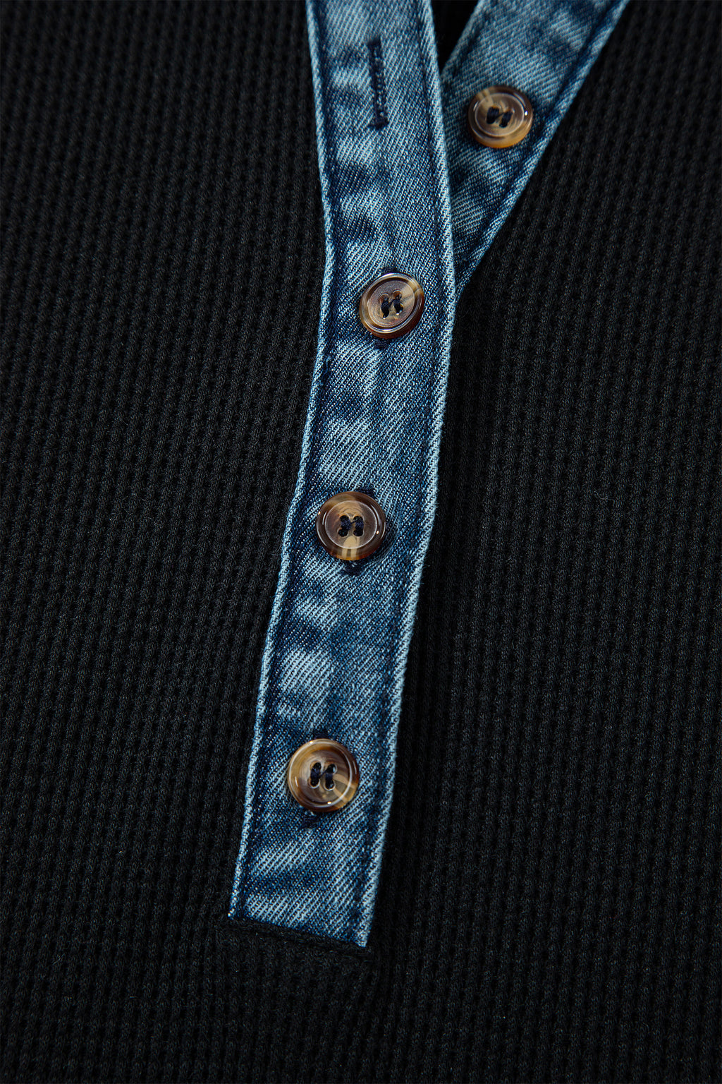 Waffle Knit Denim Polo Tee Dress