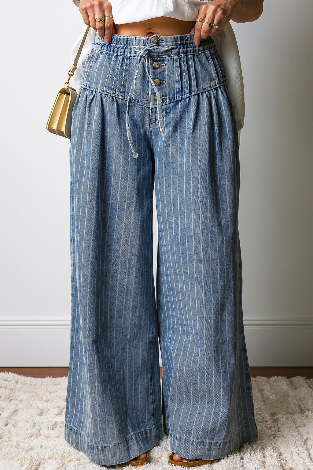 Pleated Casual Wide Leg Jeans