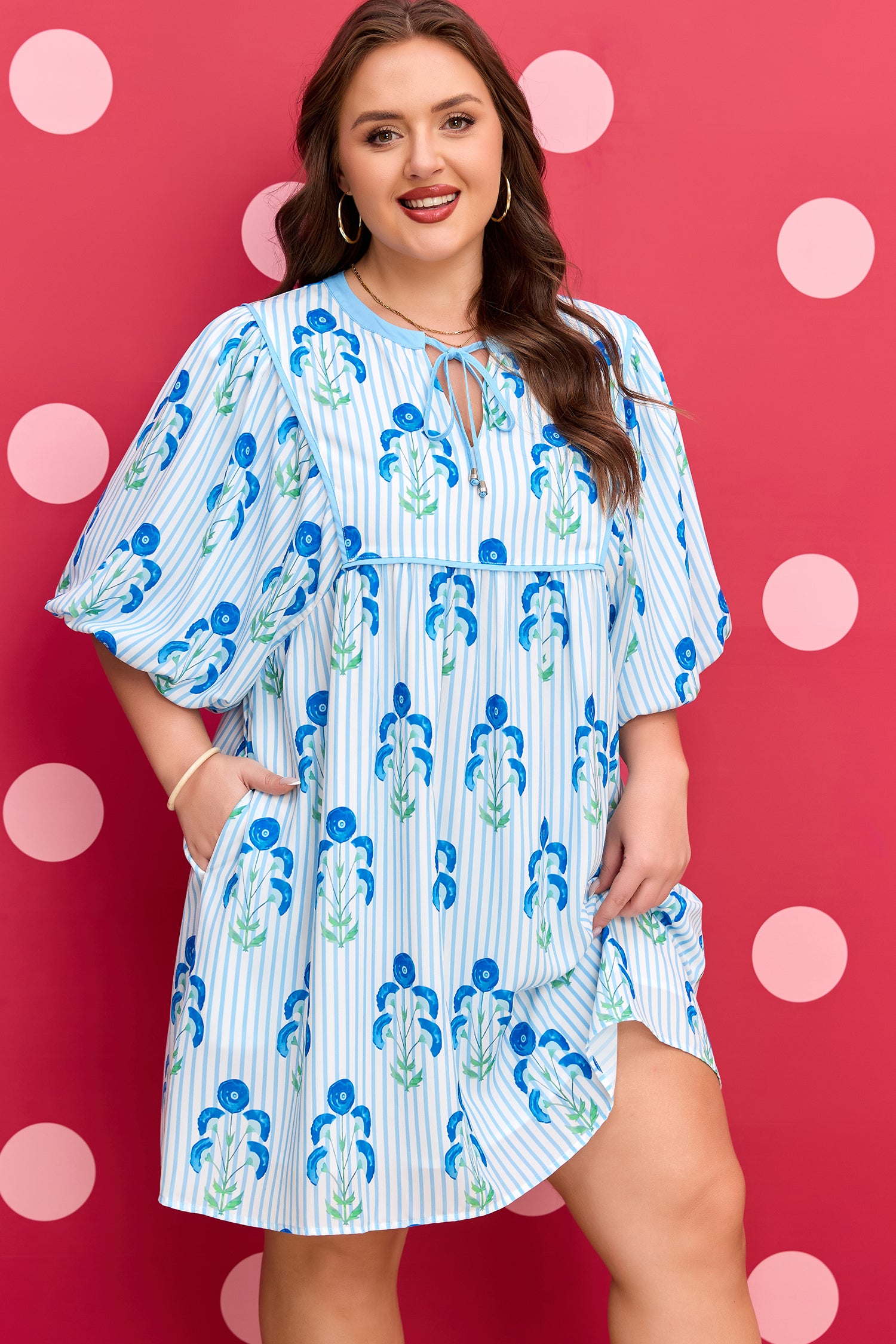 Blooming Floral Striped Dress