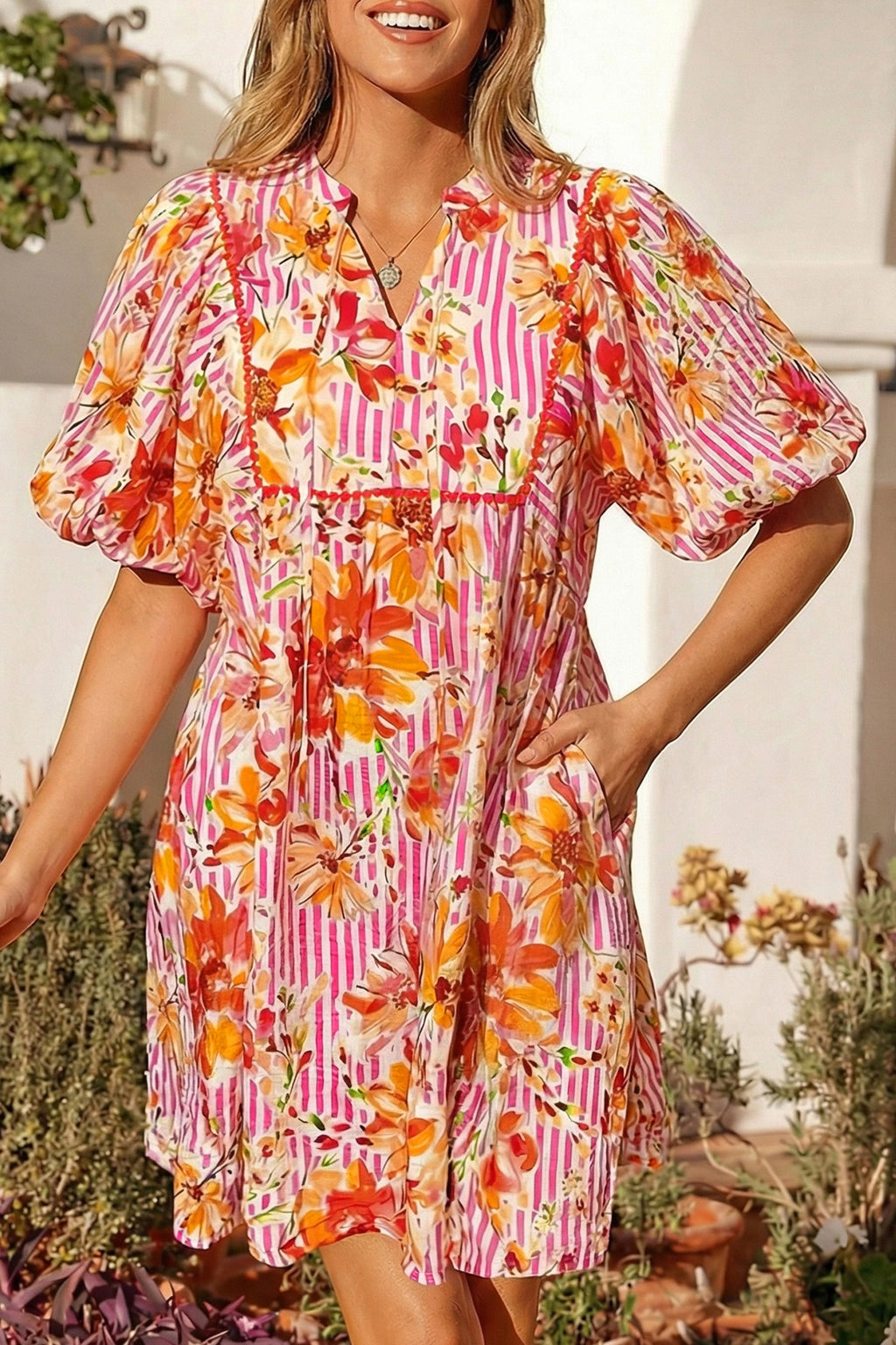 Sunset Bloom Mini Dress