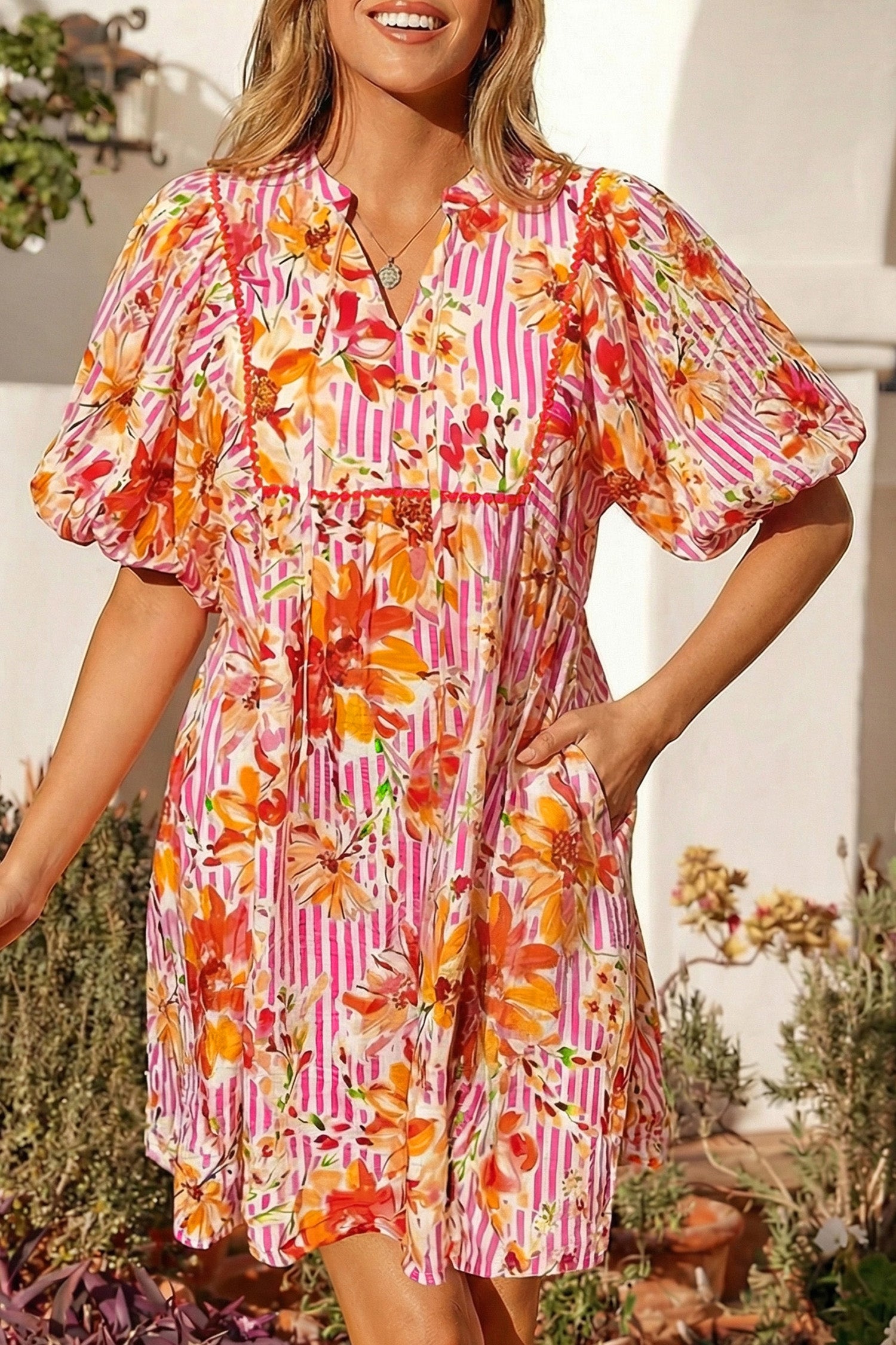 Sunset Bloom Mini Dress