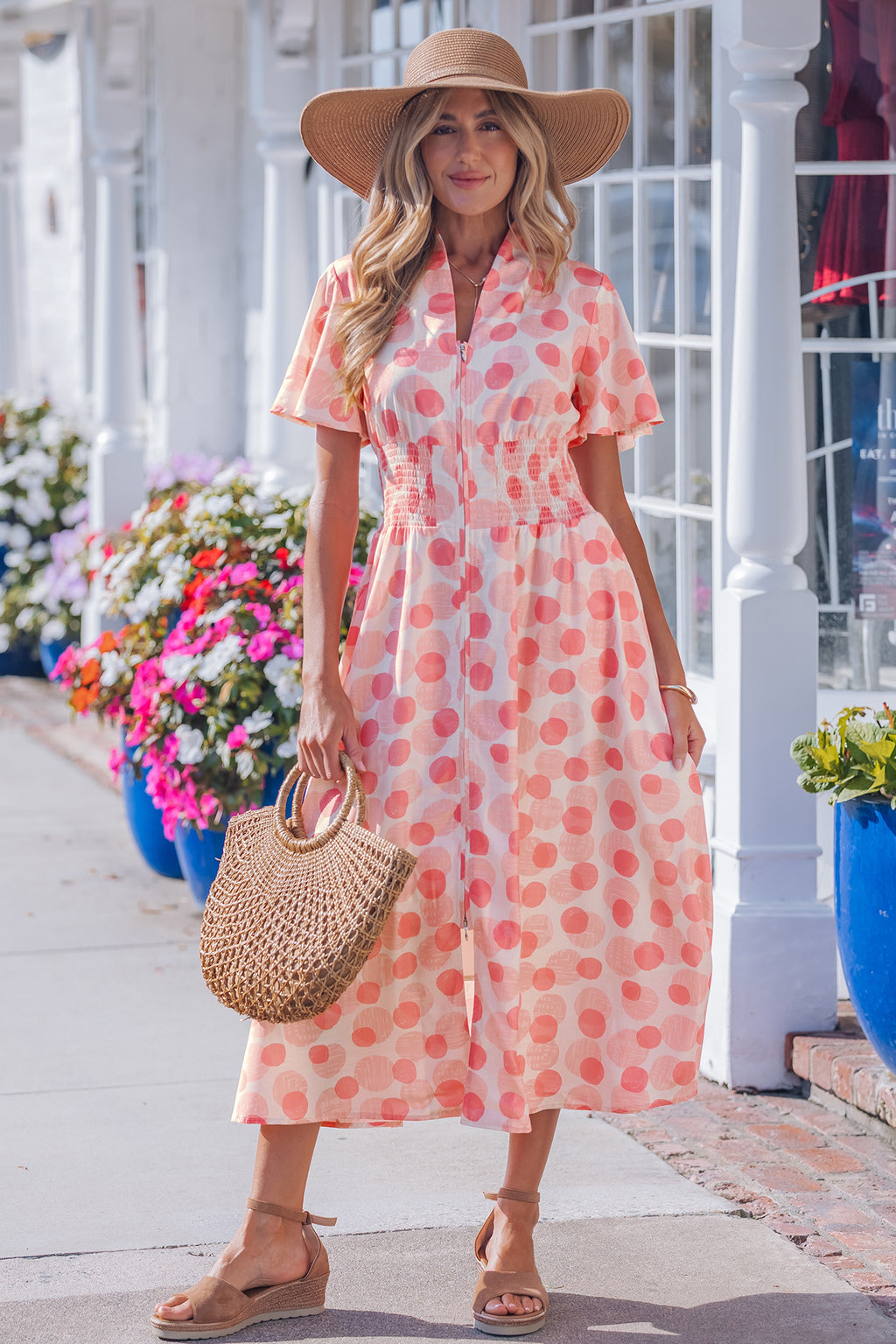 Pink Polka Dot Long Dress