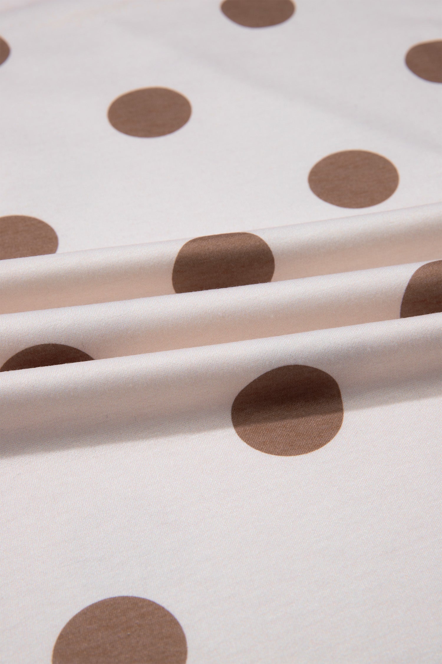 Brown Polka Dot Wide Leg Elastic Waist Casual Pants