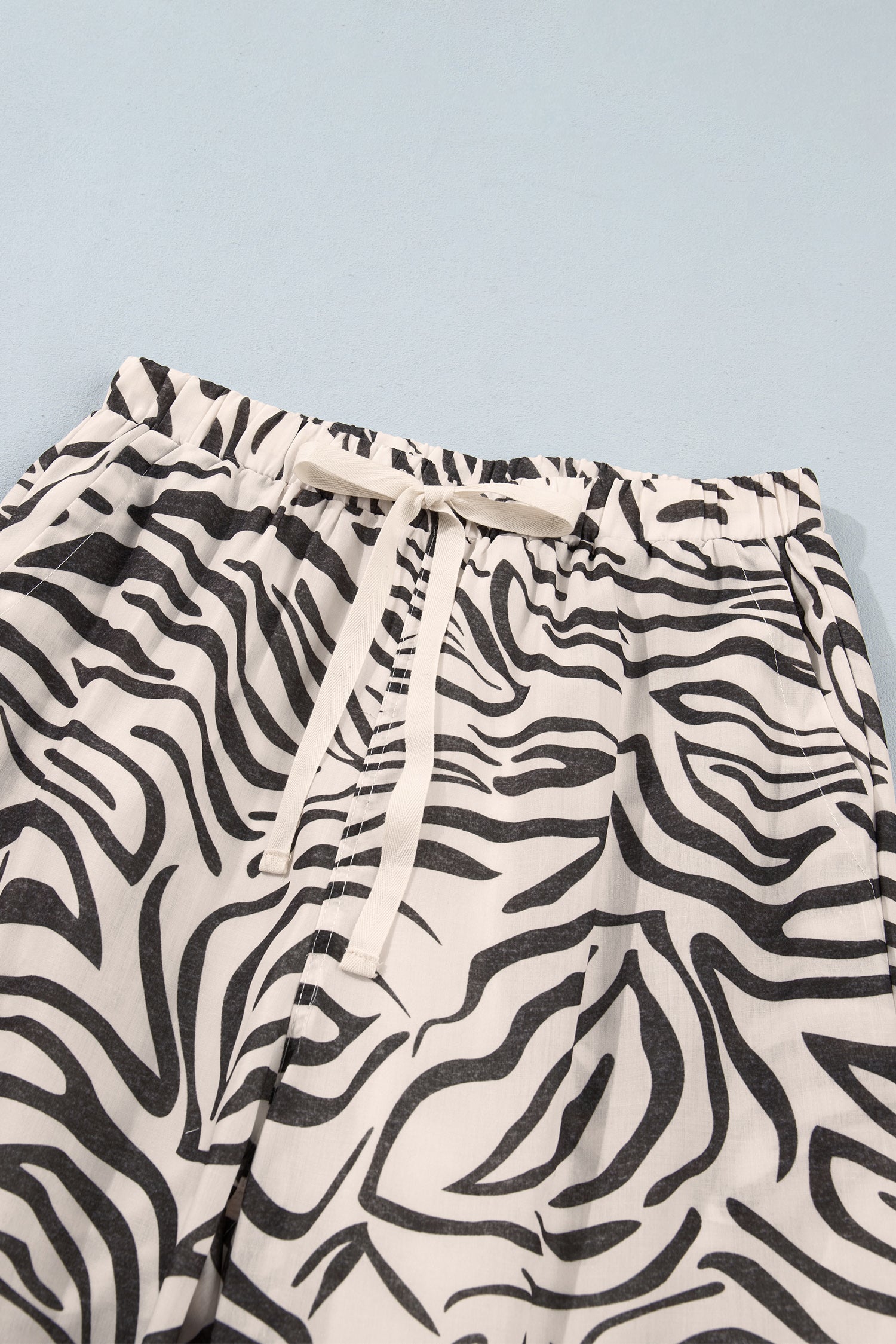 Multicolour Western Print Zebra Pattern Elastic Waist Pocket Full-Length Pants