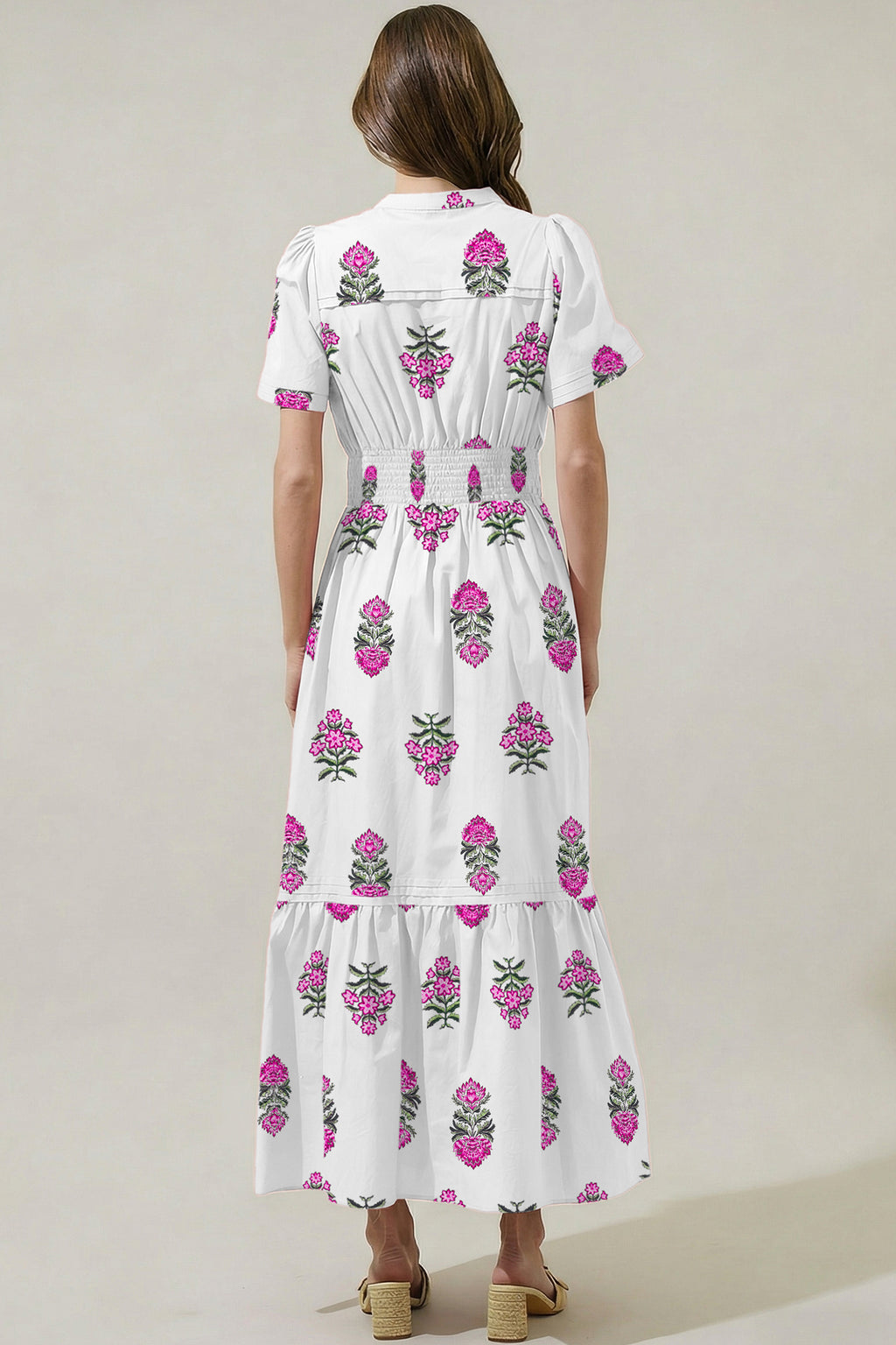 Floral Print Ruffle Hem Maxi Dress