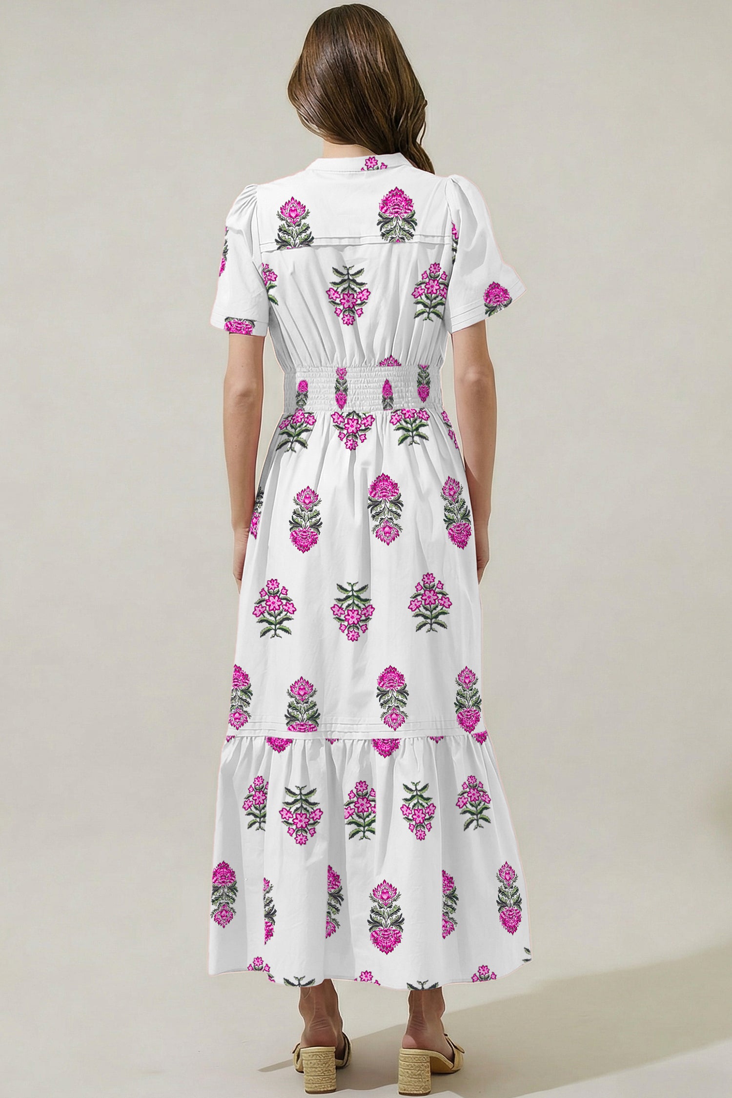 Floral Print Ruffle Hem Maxi Dress