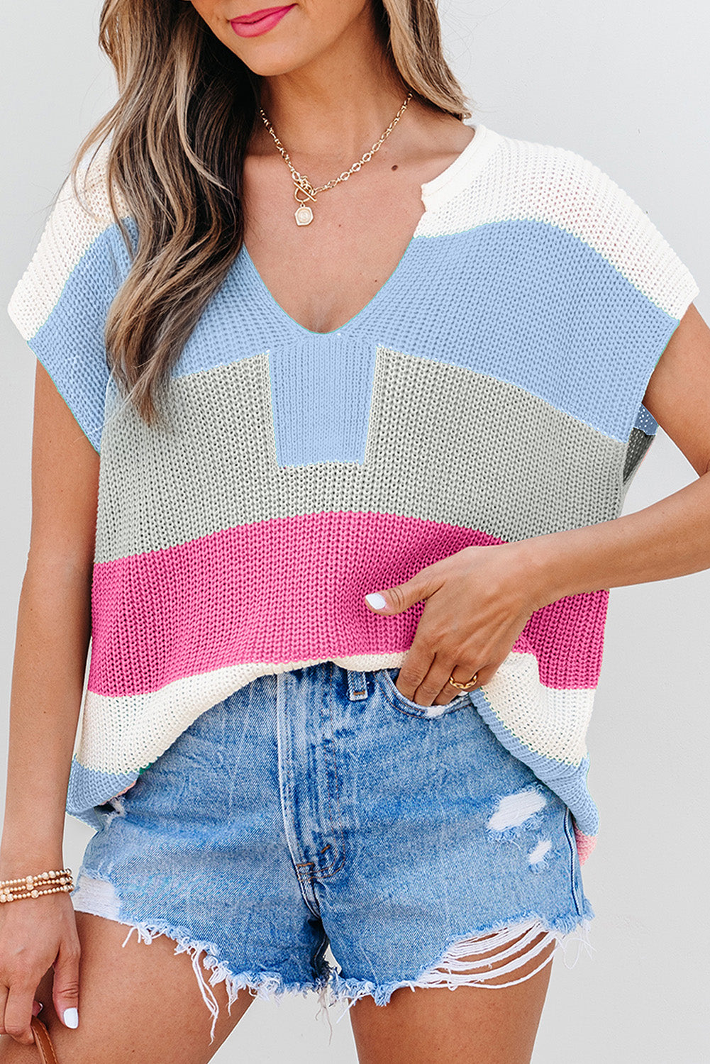 Soft Blue V Neck Sweater Shirt
