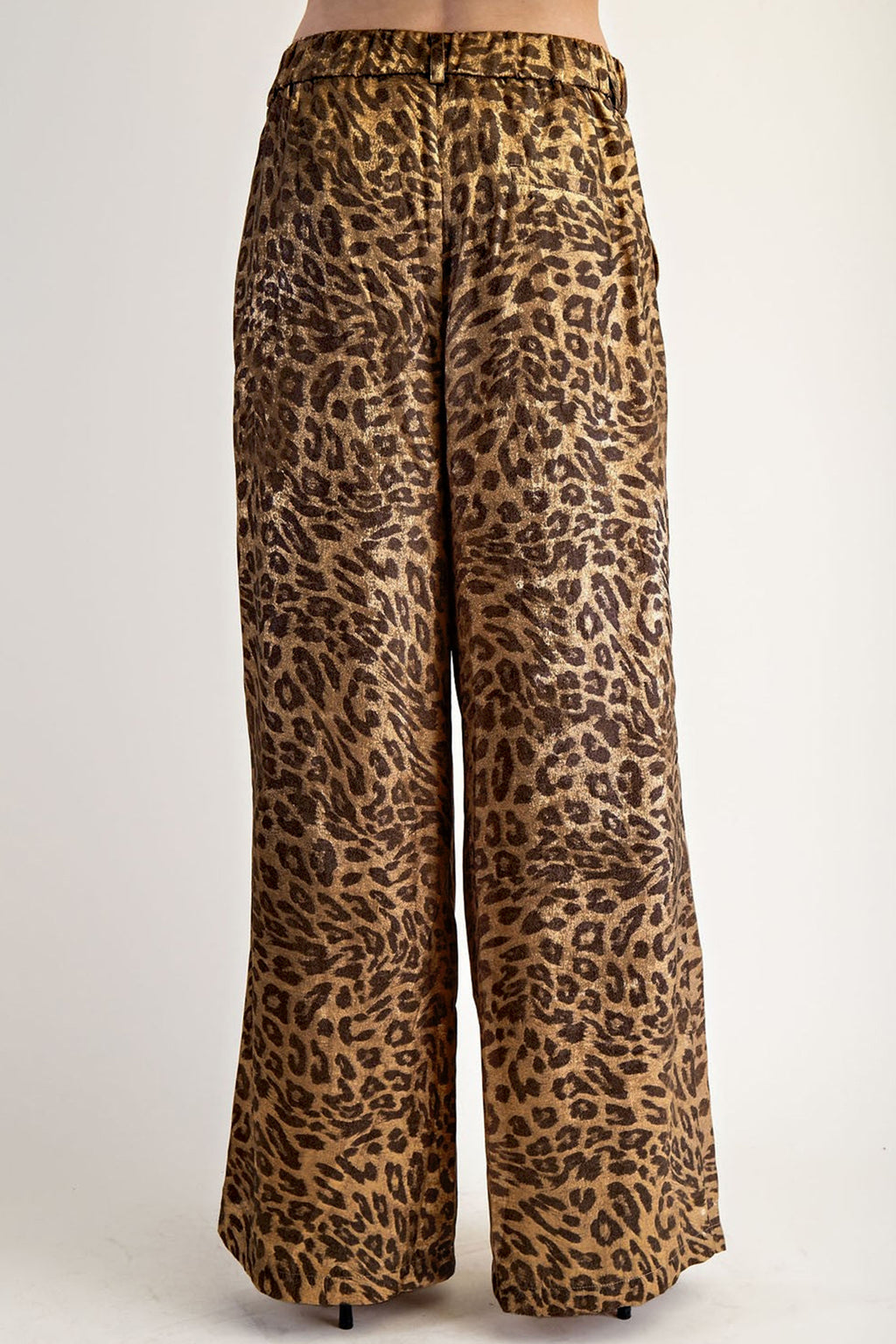 Multicolour Leopard Print Western Style Wide Leg Full Length Pants