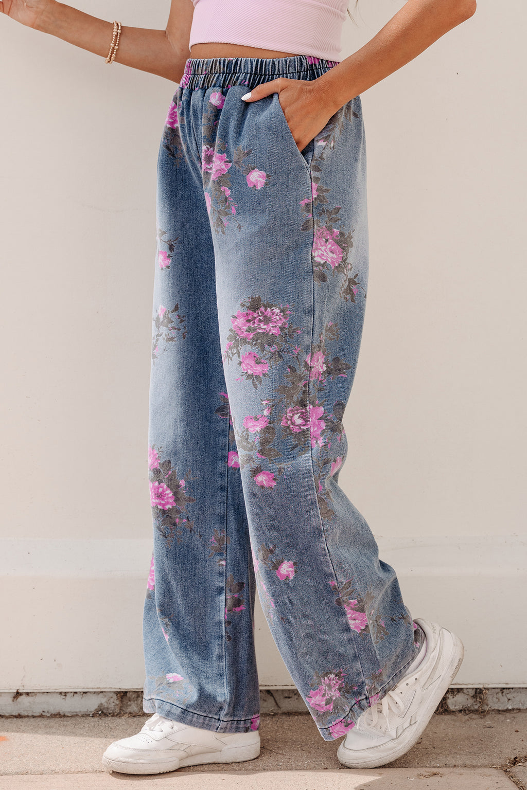 Floral Print Casual Jeans