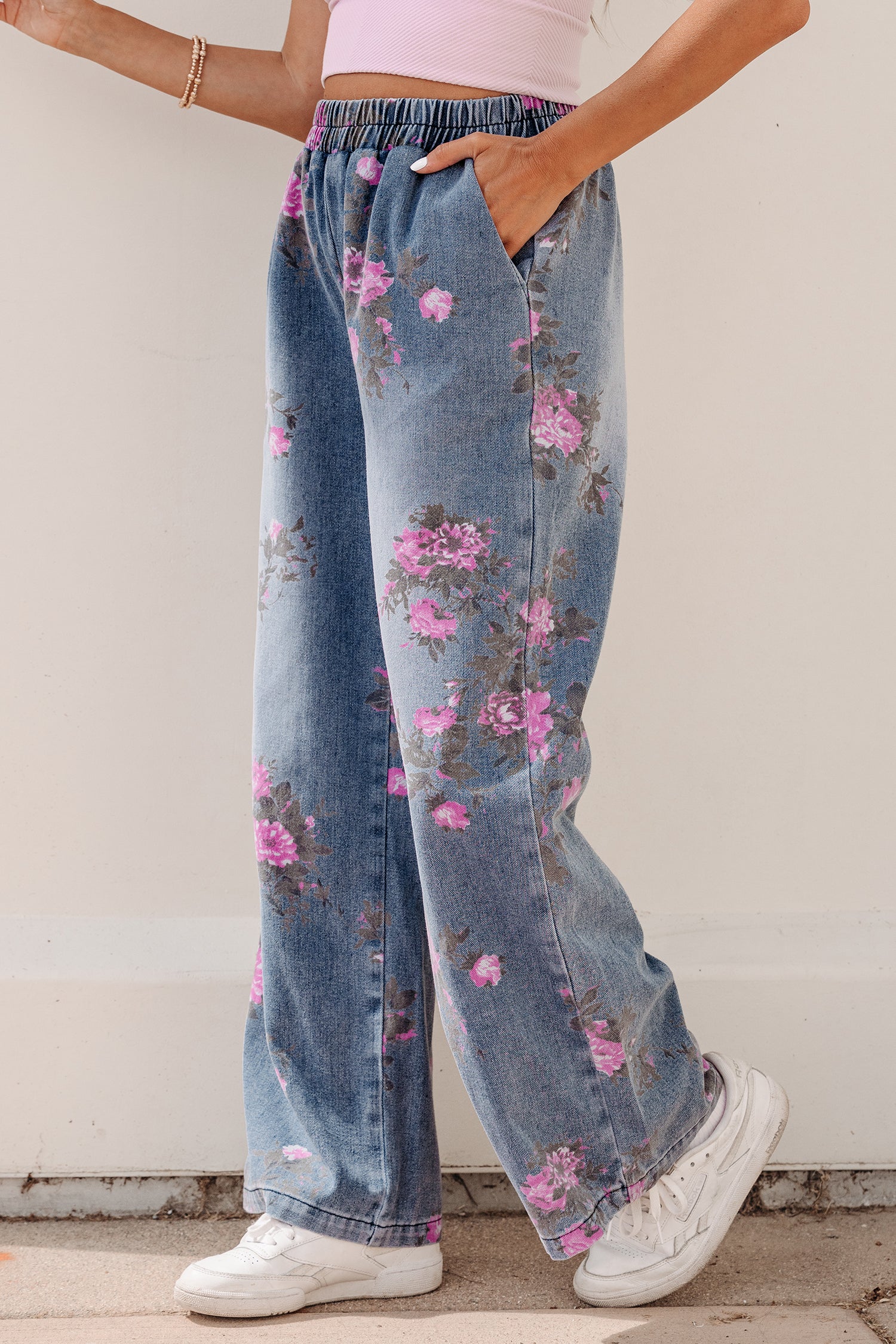 Floral Print Casual Jeans