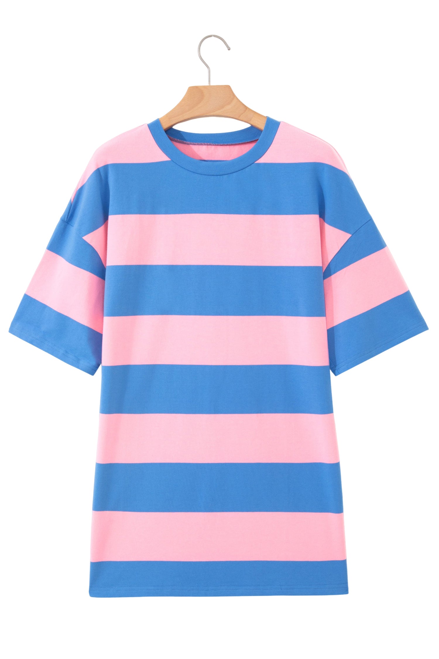 Bright Pink Striped Color Block Oversize Tunic Tee
