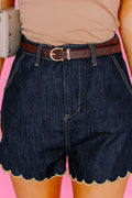 Navy Blue Relaxed Denim Shorts