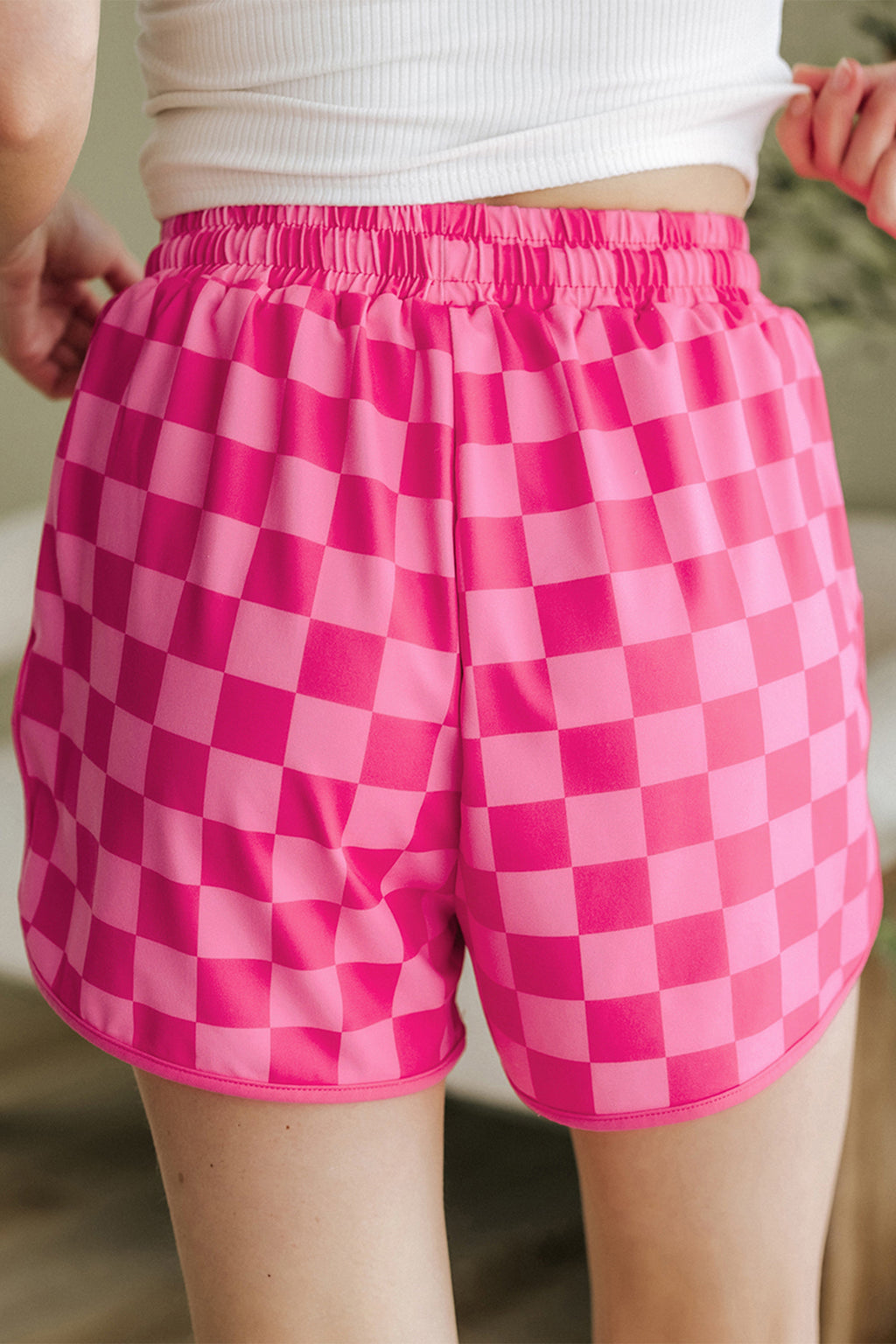 Rose Checkered Casual Shorts